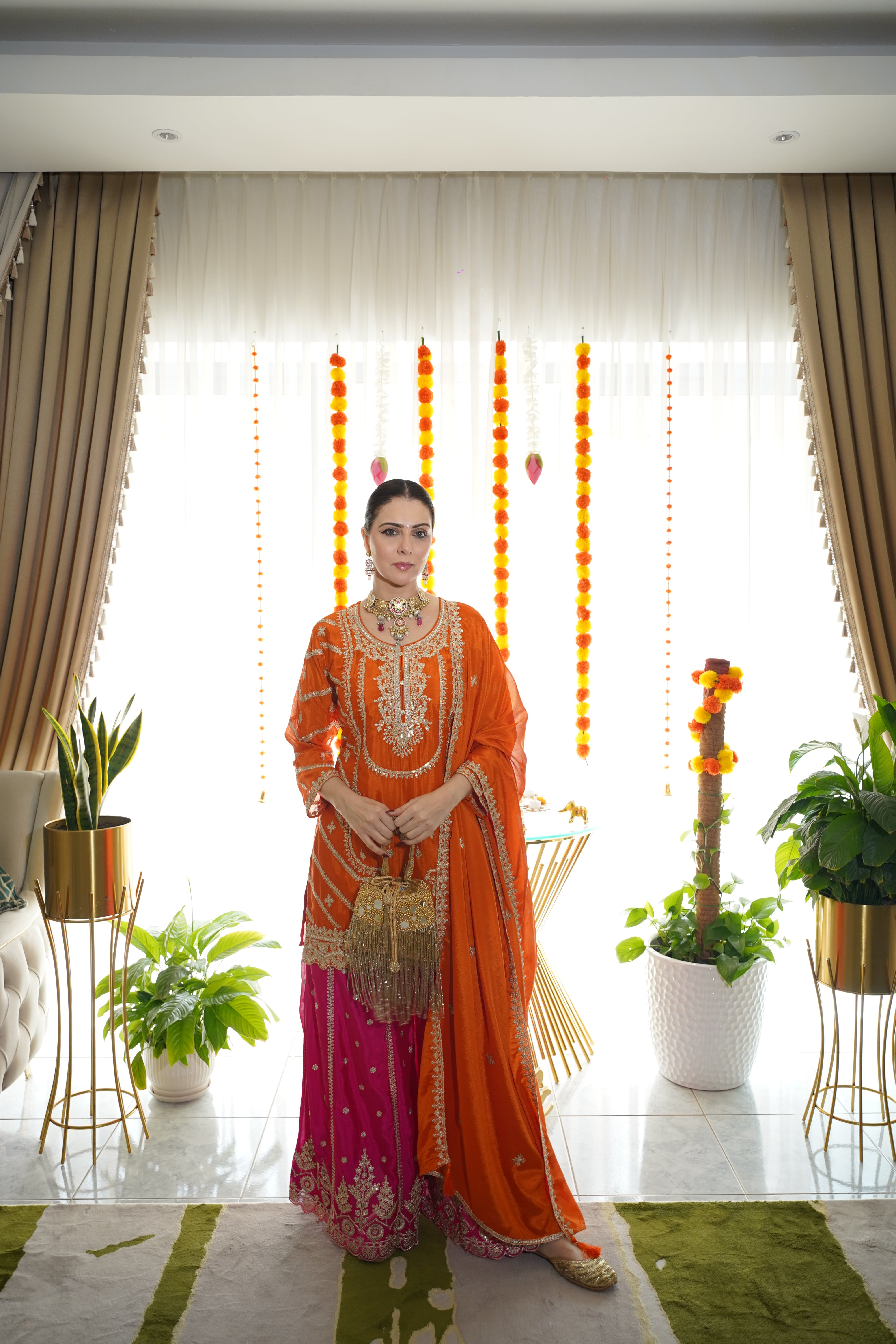 pure chinon silk..embroidered sharara set