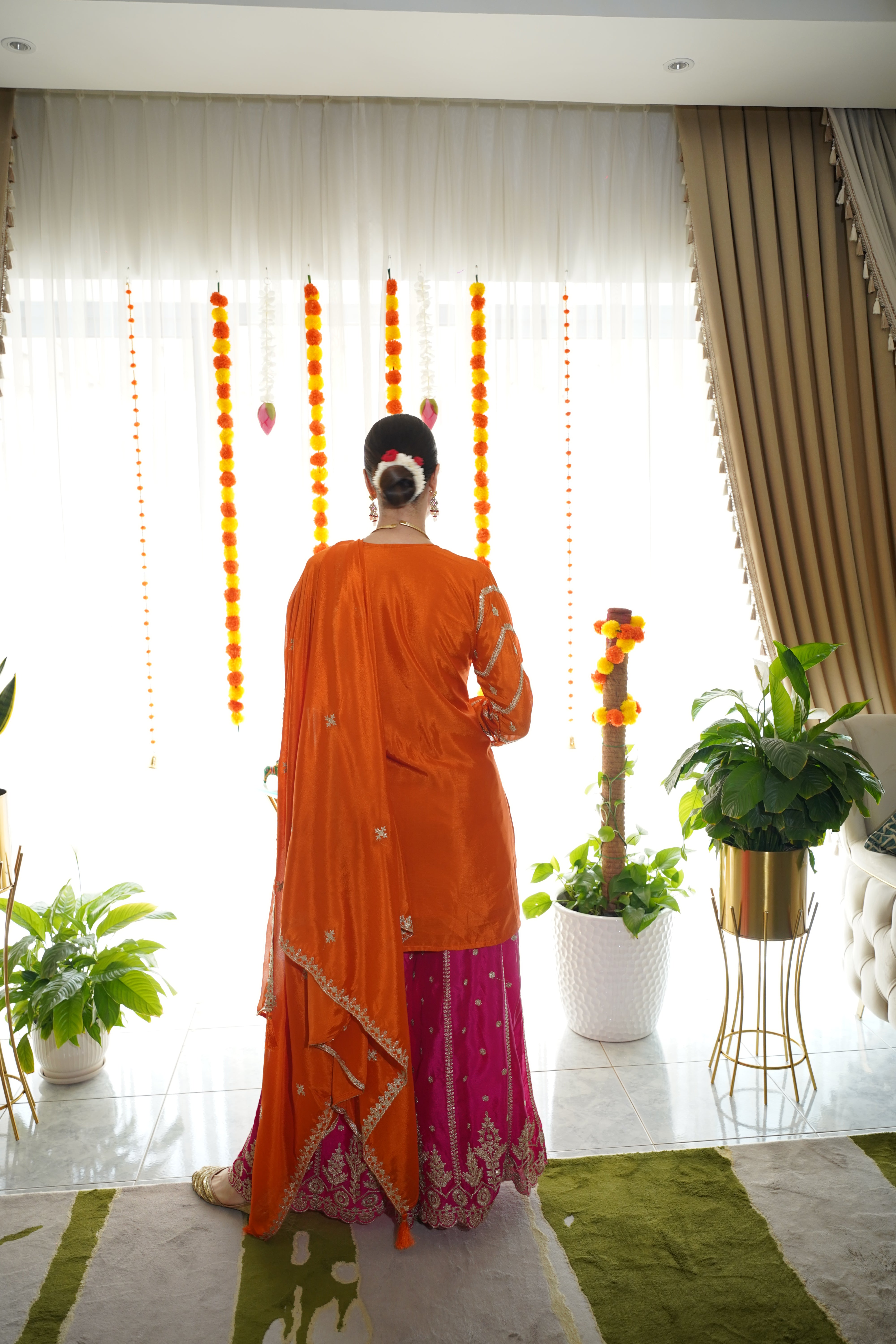 pure chinon silk..embroidered sharara set