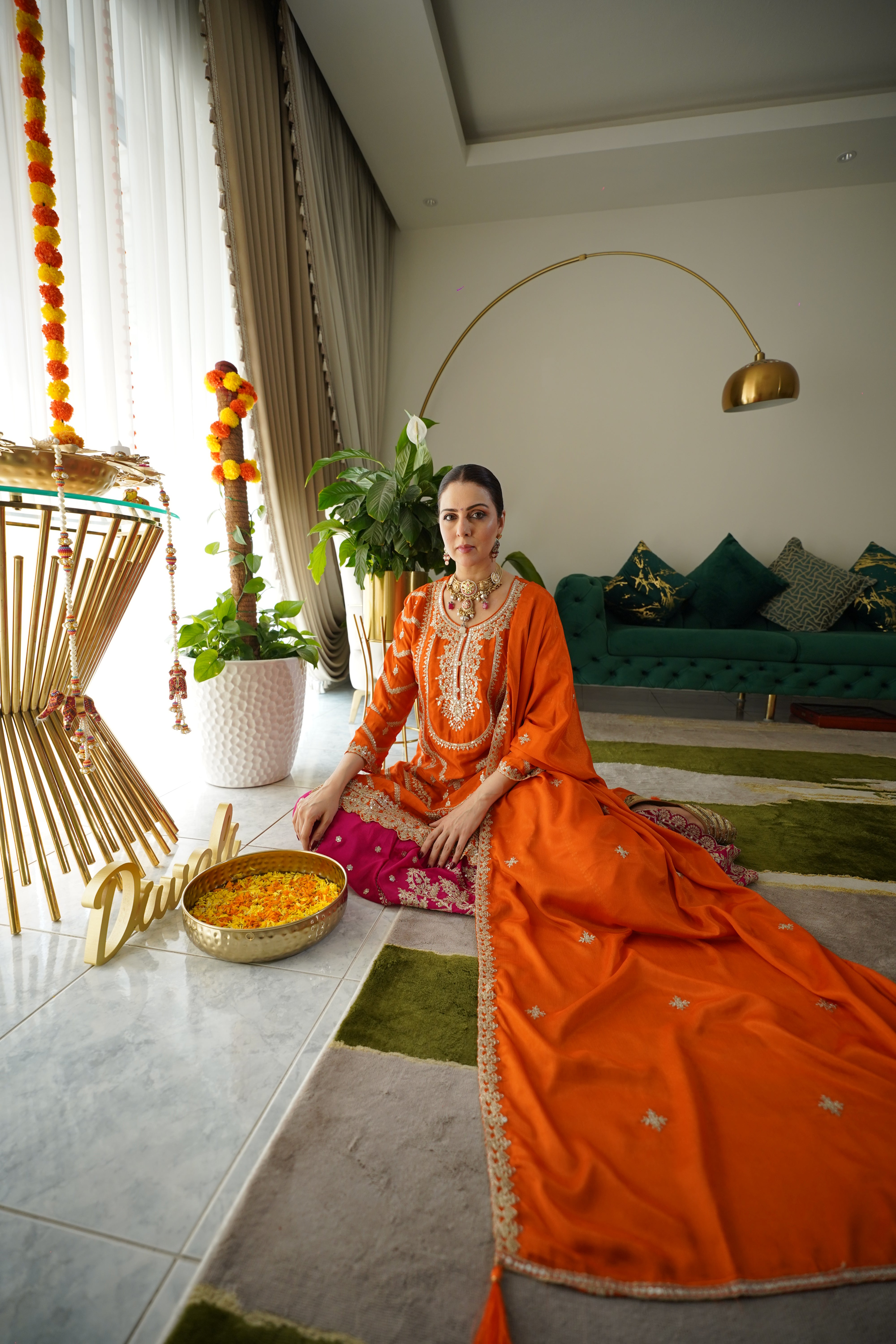 pure chinon silk..embroidered sharara set