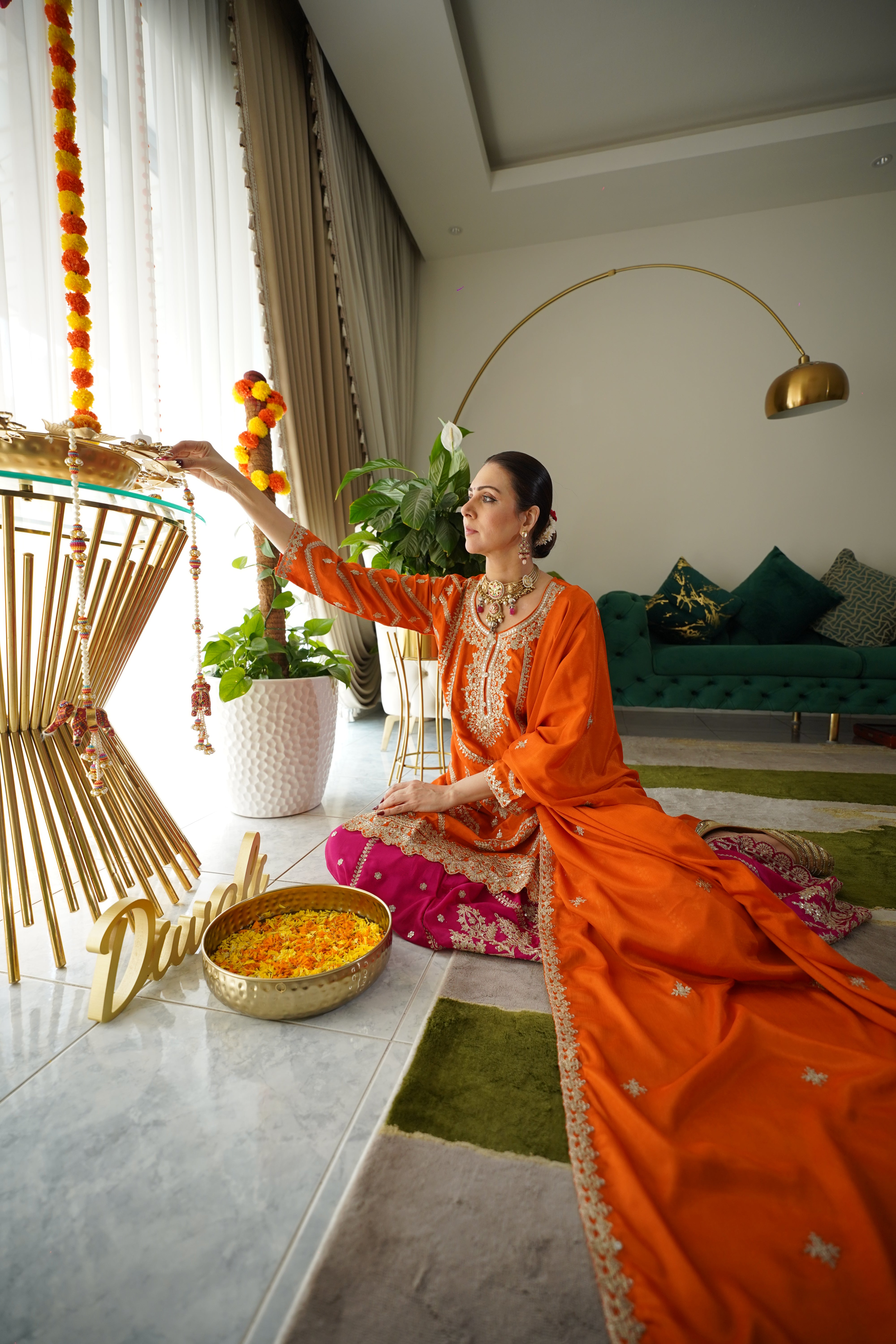 pure chinon silk..embroidered sharara set