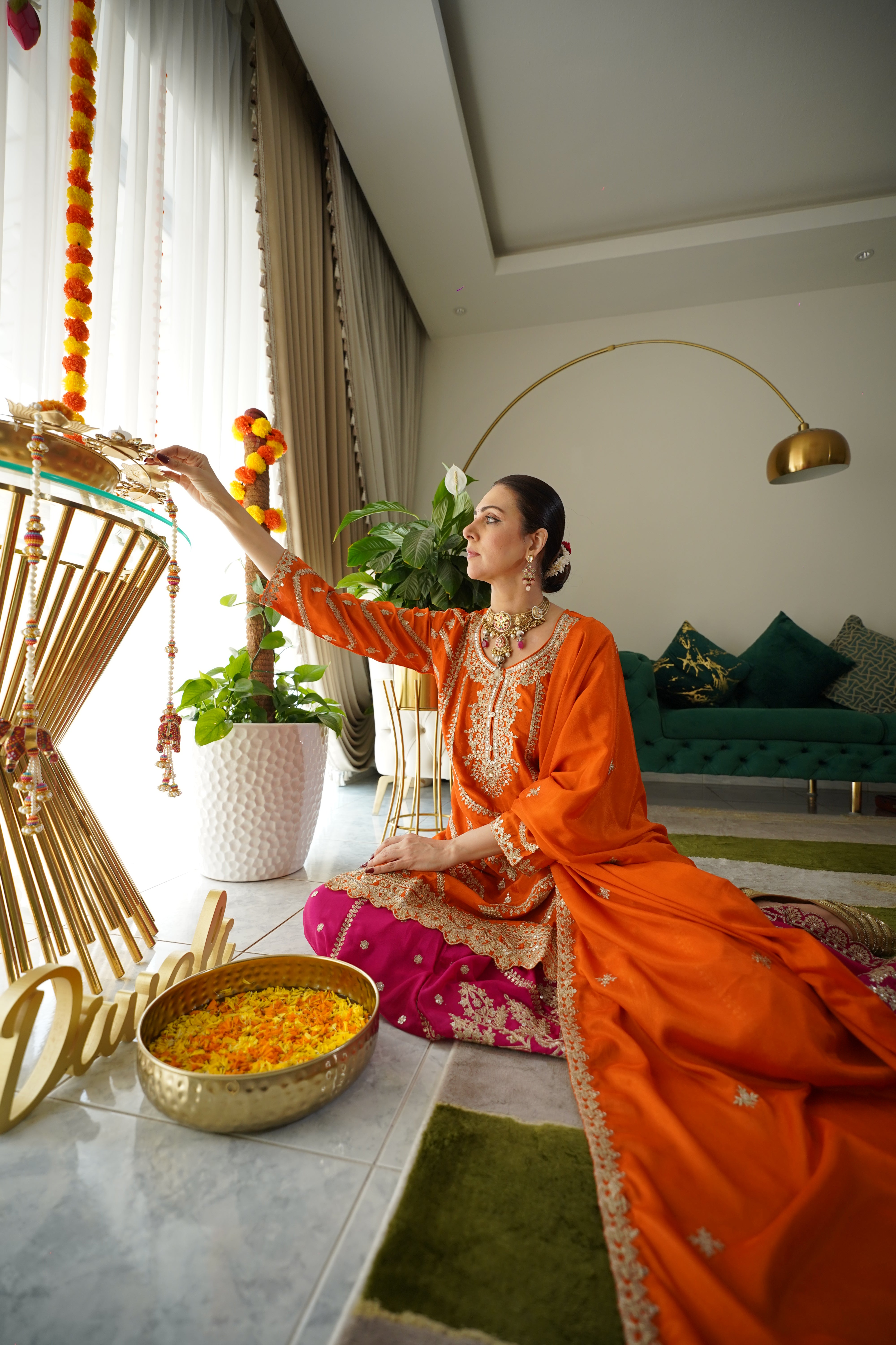 pure chinon silk..embroidered sharara set