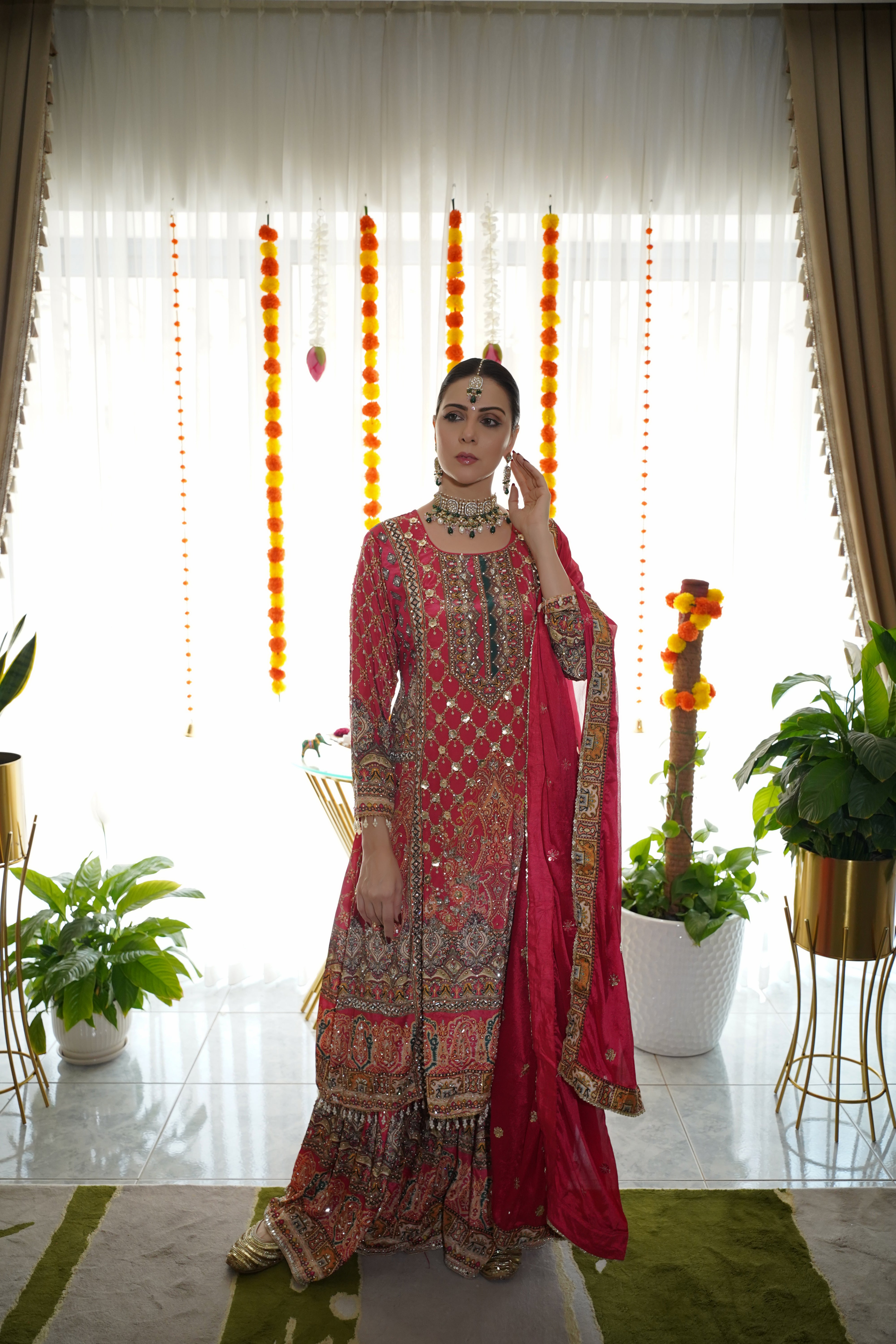 Pure Crepe Heavily Embroidered Sharara Set