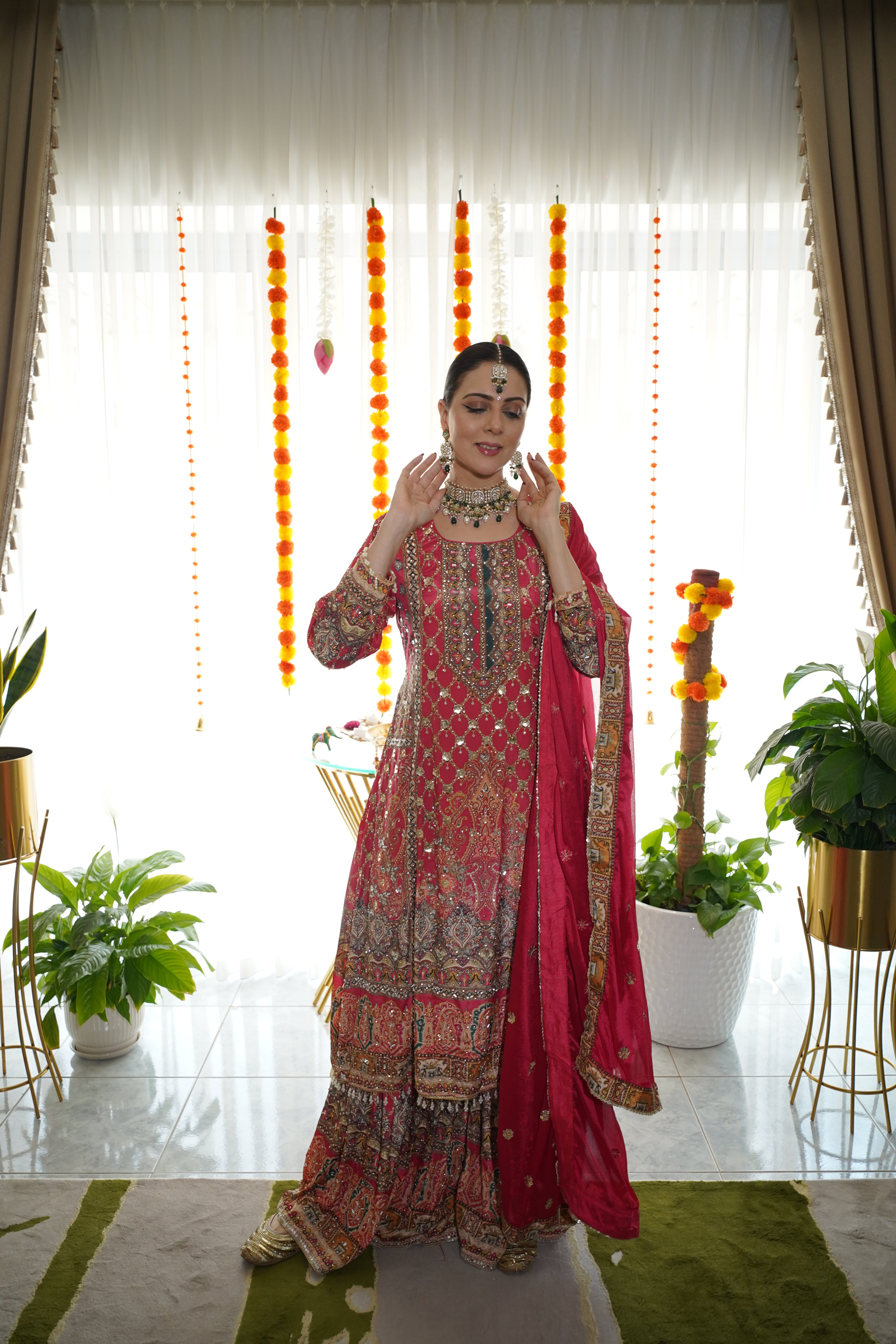 Pure Crepe Heavily Embroidered Sharara Set