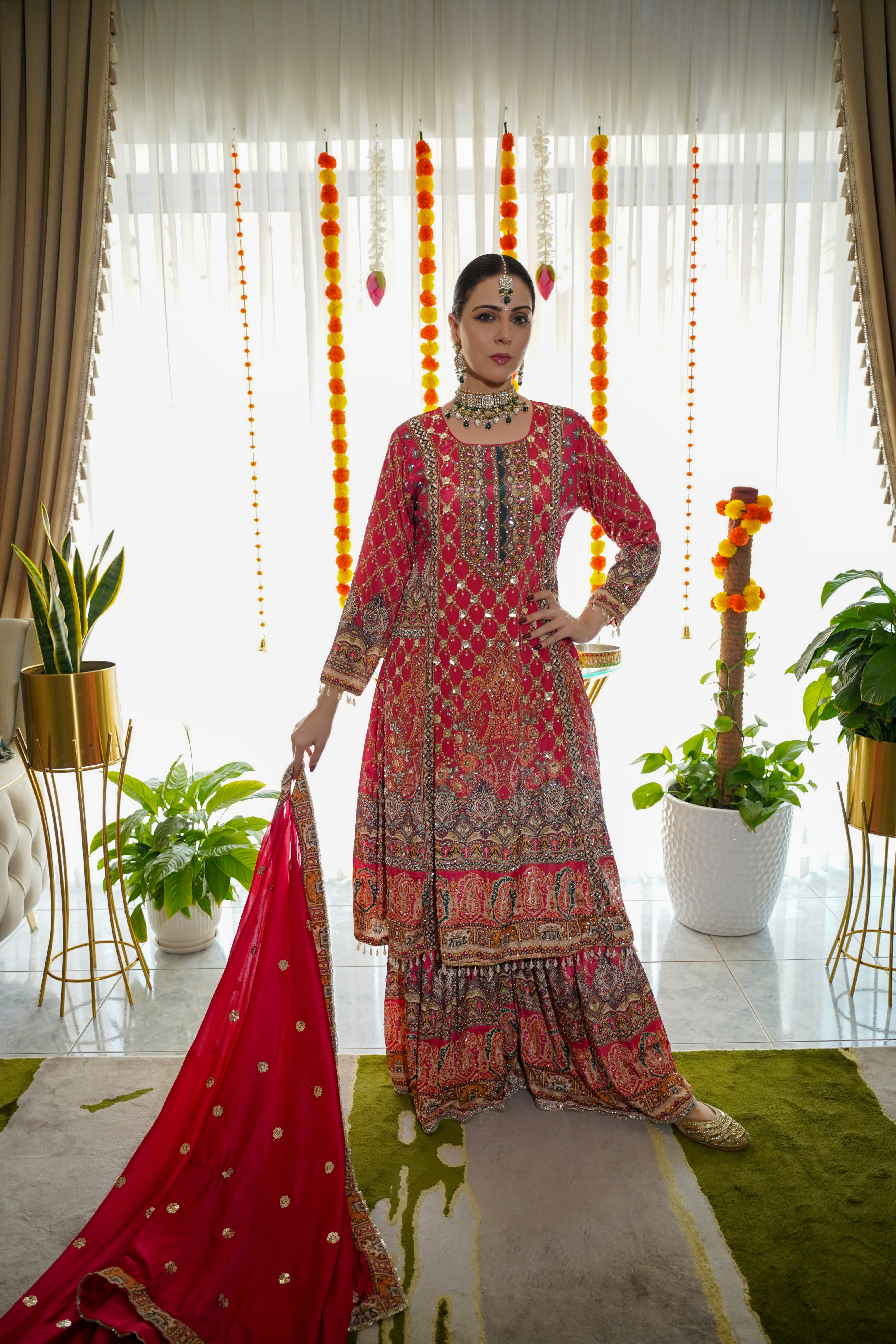 Pure Crepe Heavily Embroidered Sharara Set