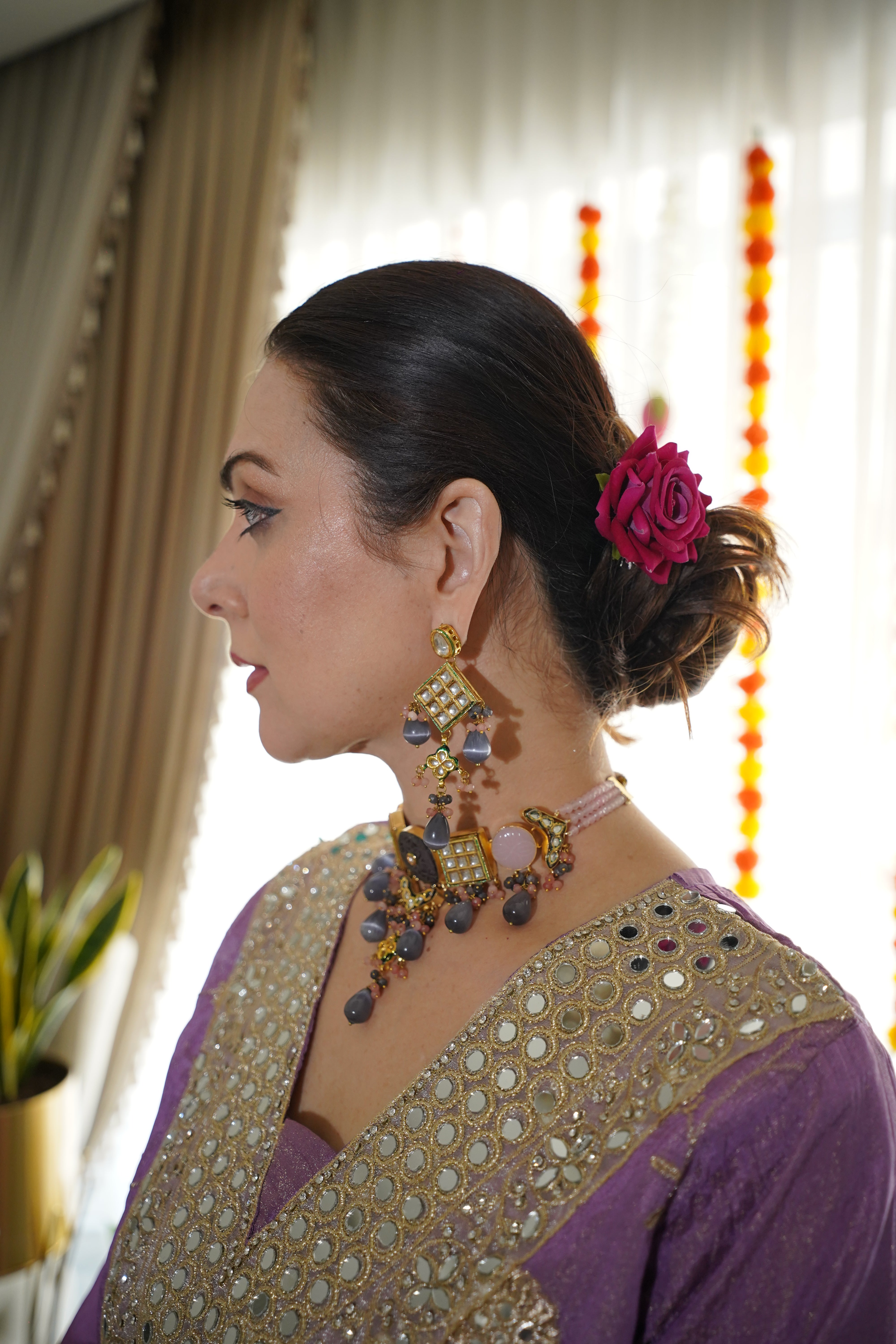 Shimmer Tissue Mirror Work Co-Ord Set