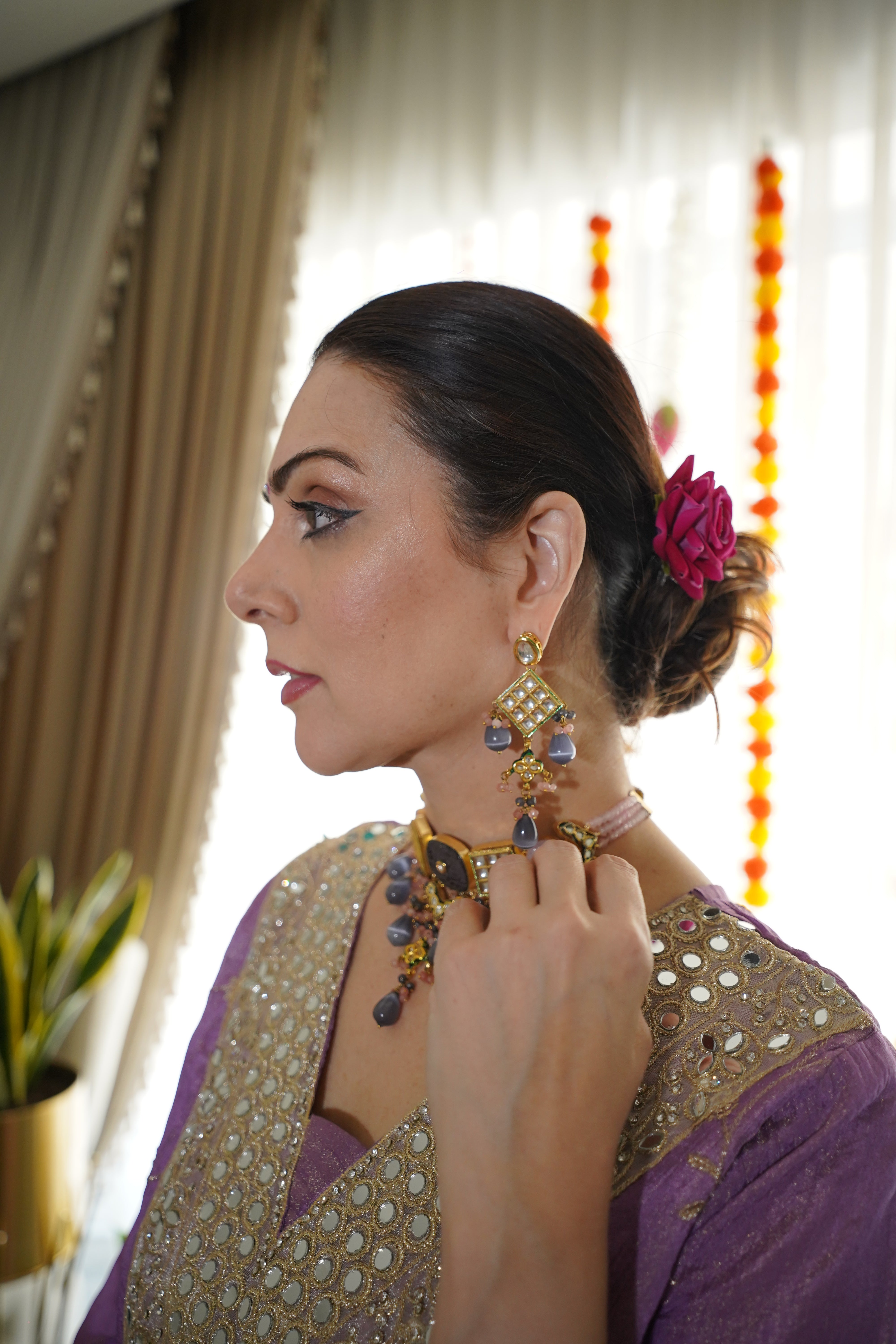 Shimmer Tissue Mirror Work Co-Ord Set