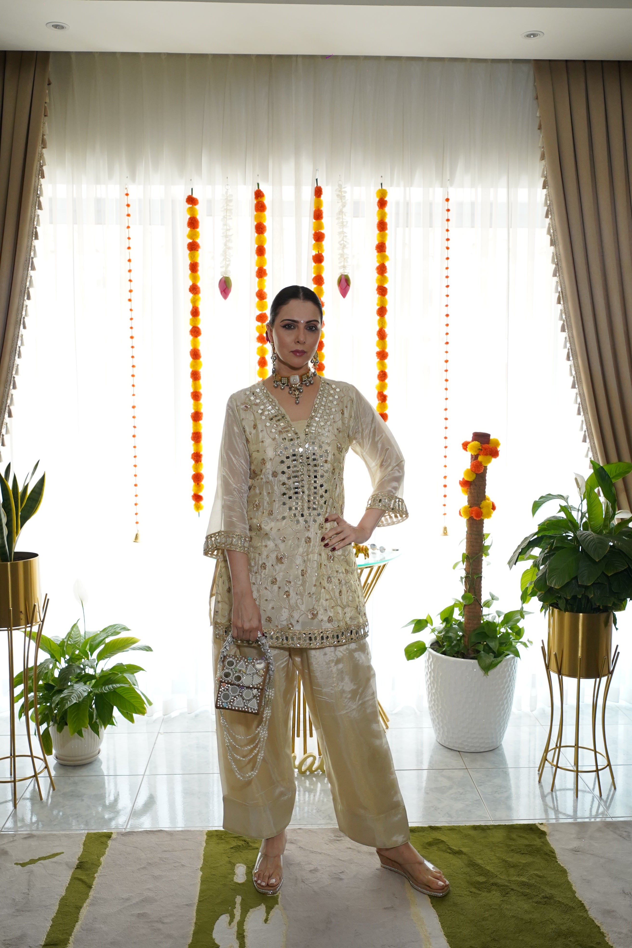 Pure Shimmer Tissue Farshi Salwar Suit