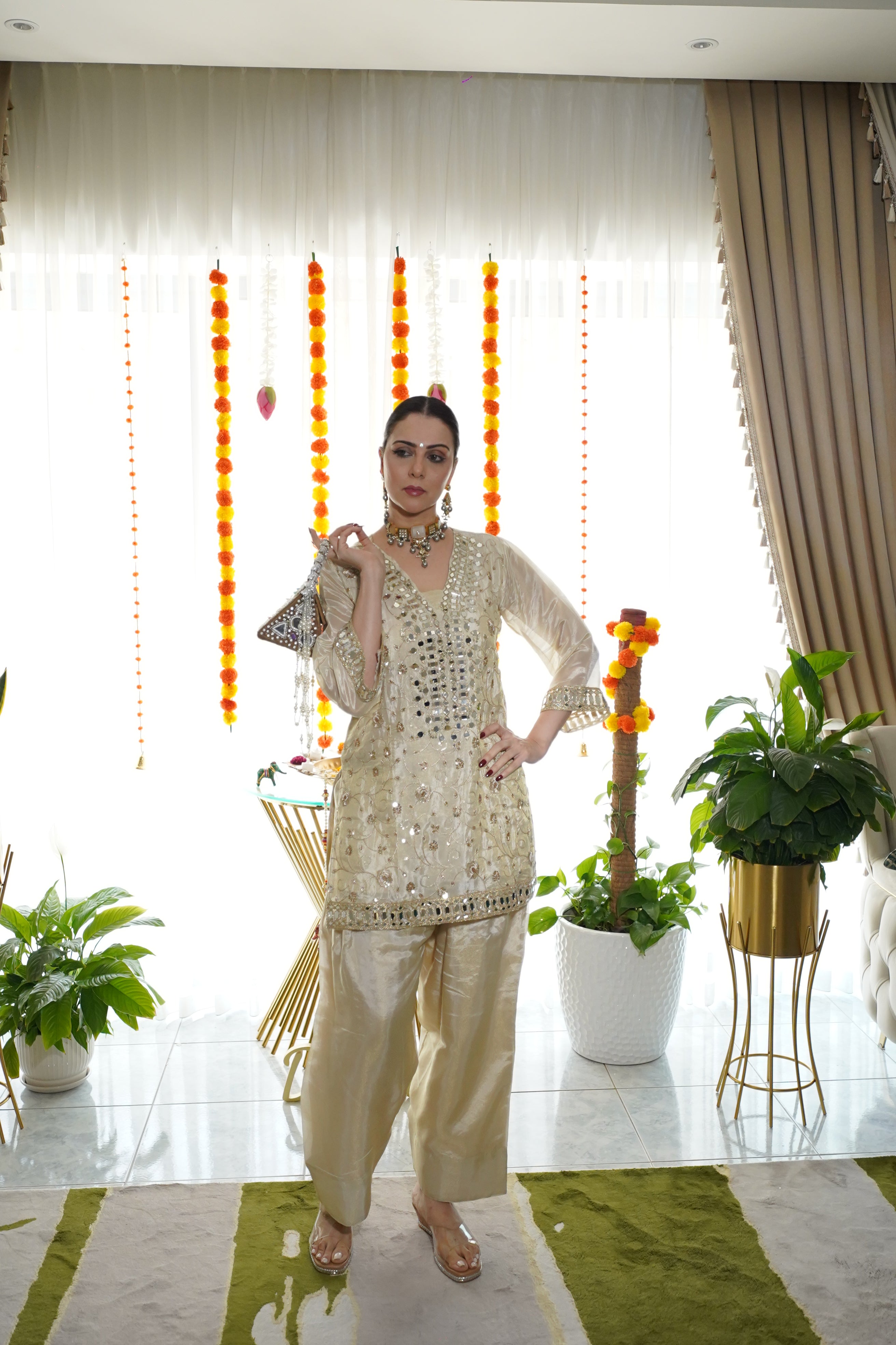 Pure Shimmer Tissue Farshi Salwar Suit