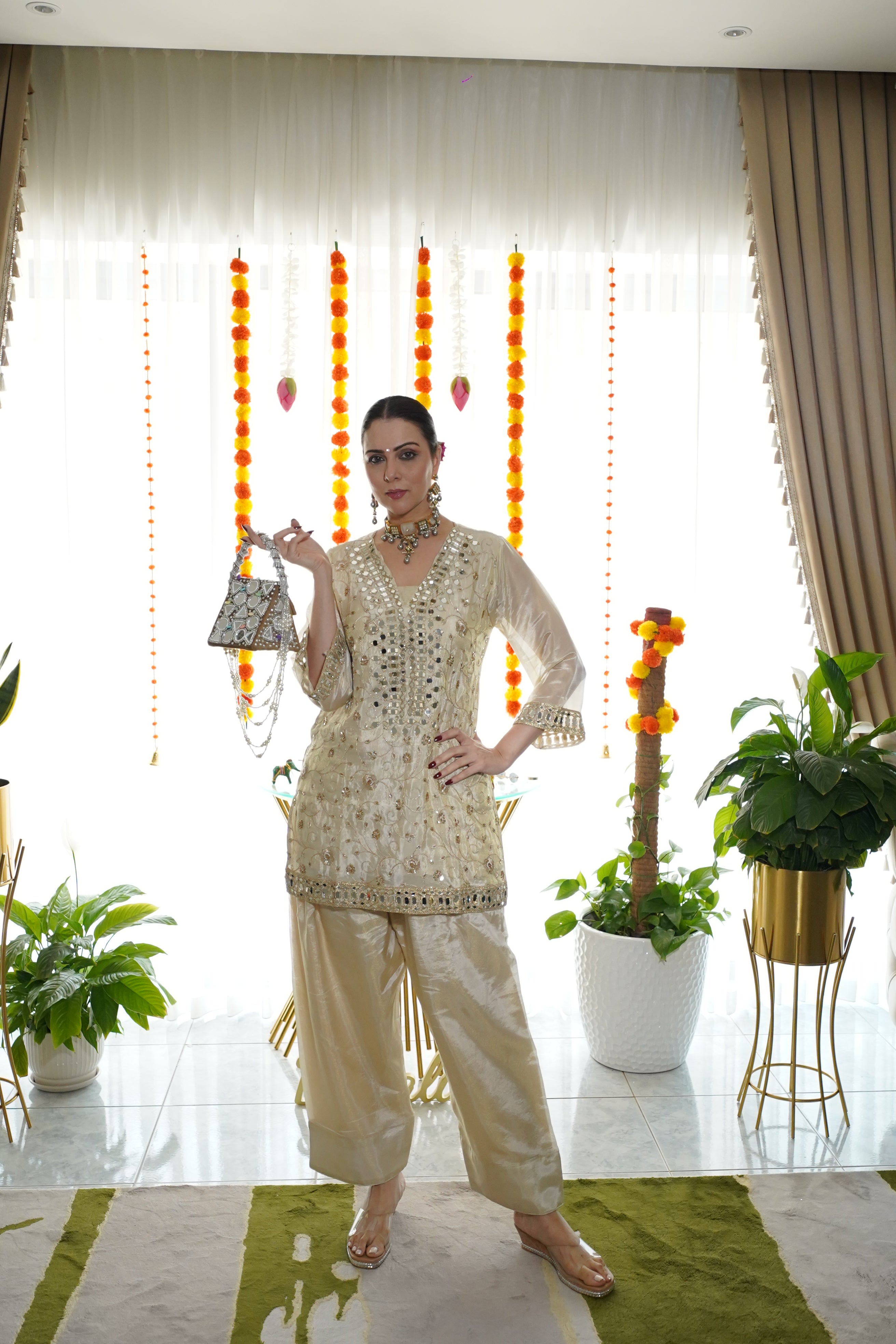 Pure Shimmer Tissue Farshi Salwar Suit