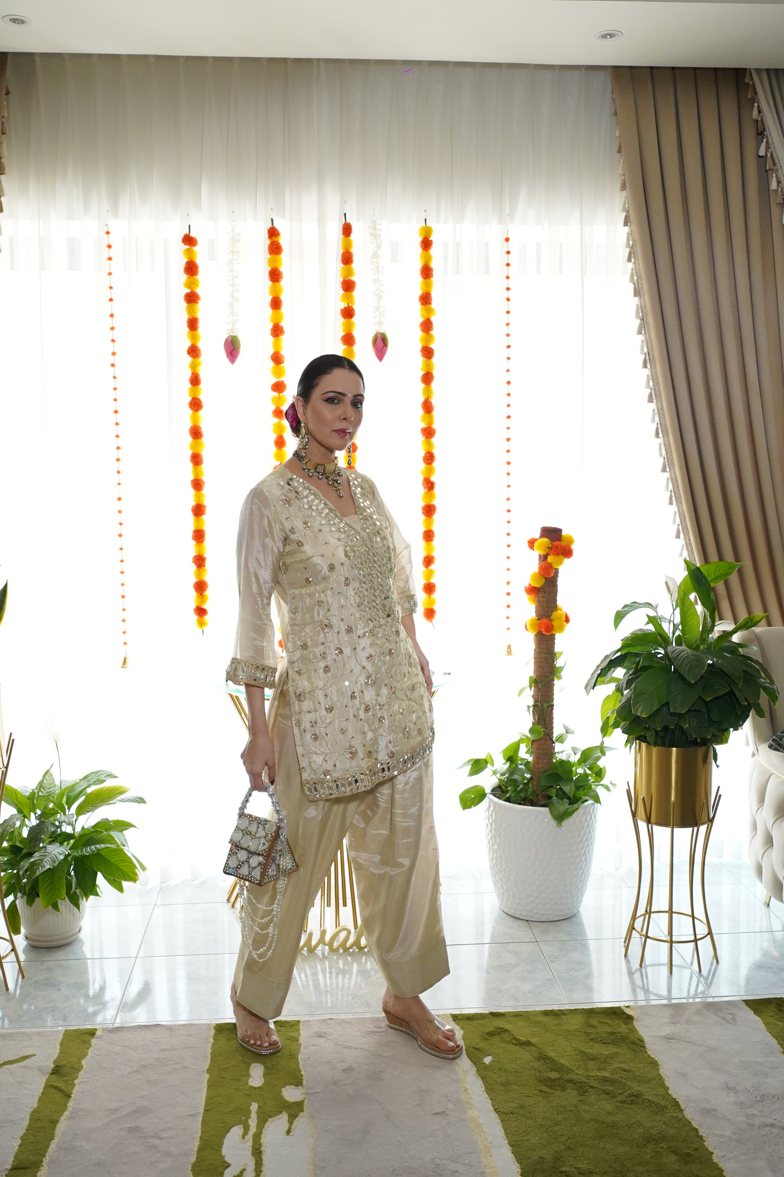 Pure Shimmer Tissue Farshi Salwar Suit