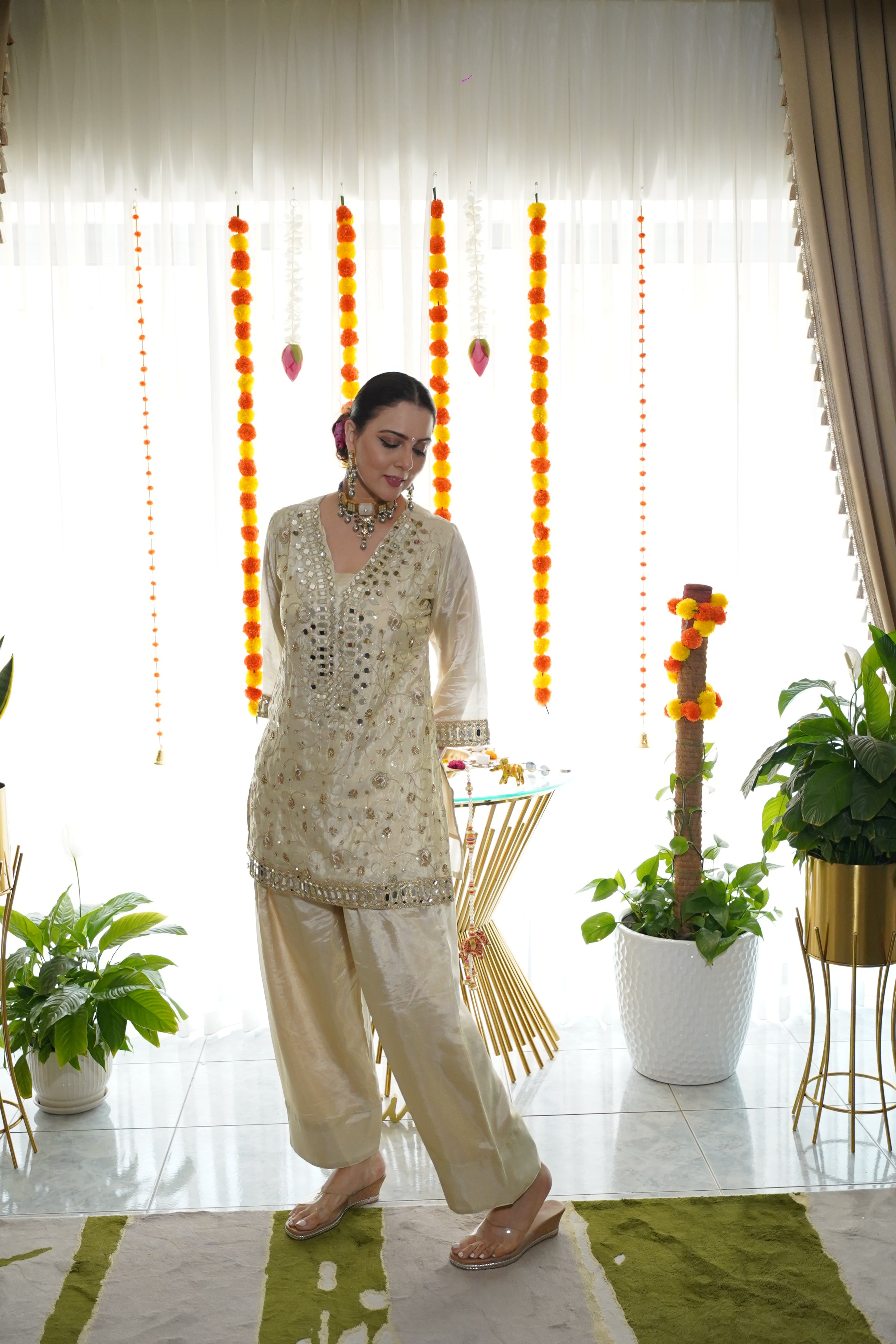 Pure Shimmer Tissue Farshi Salwar Suit