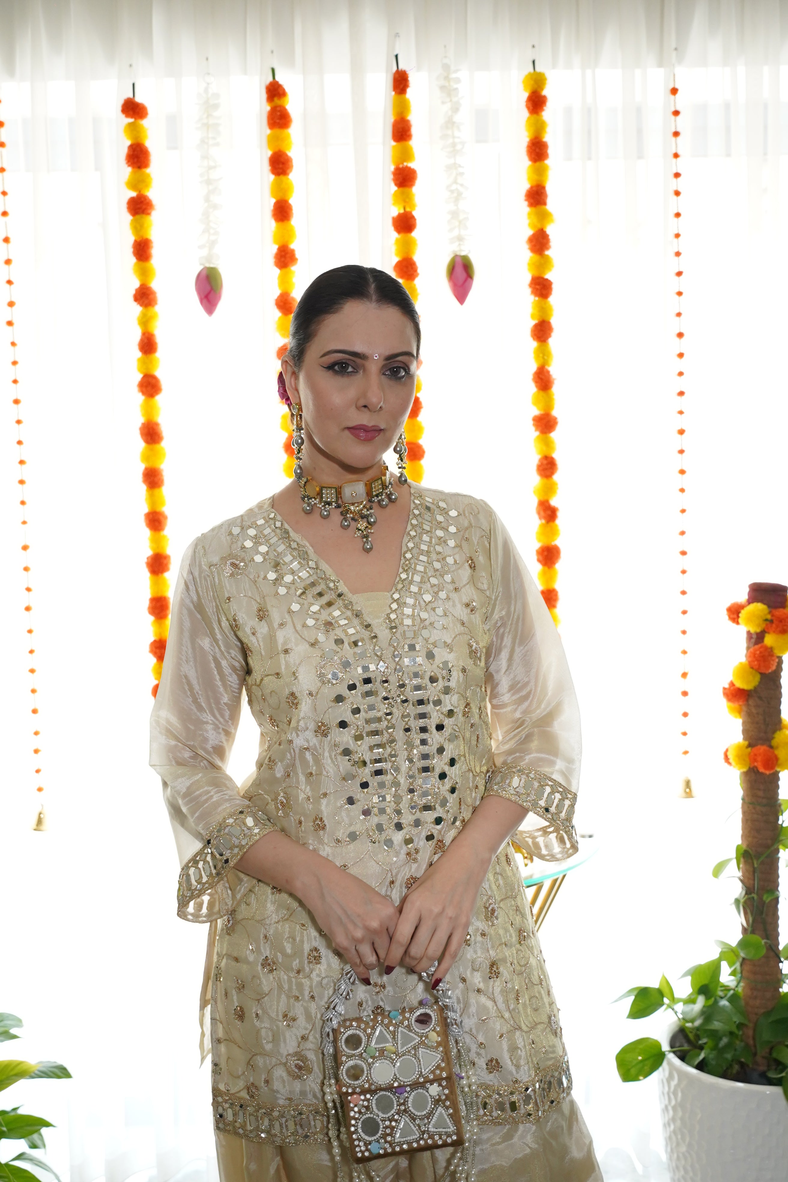 Pure Shimmer Tissue Farshi Salwar Suit