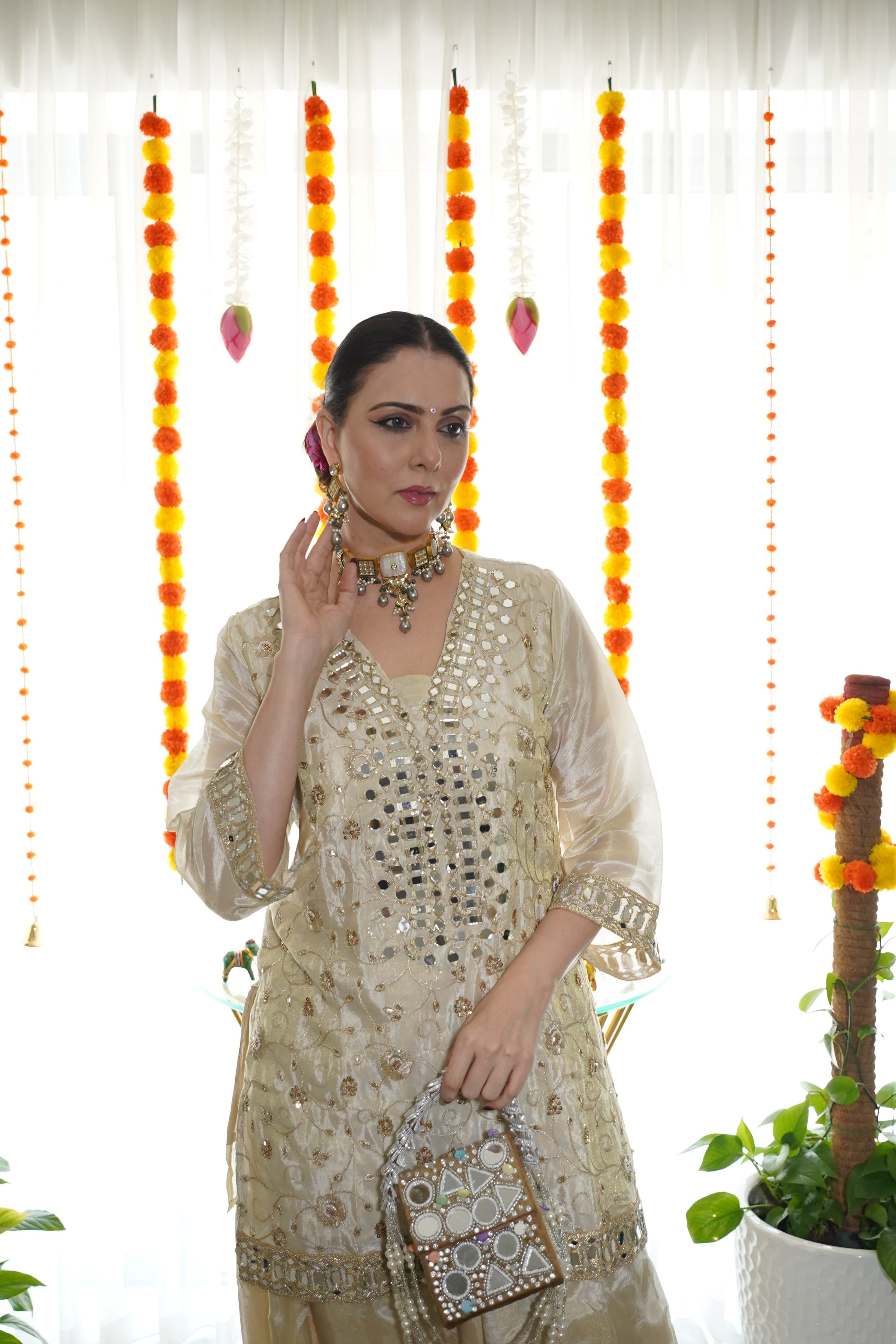 Pure Shimmer Tissue Farshi Salwar Suit