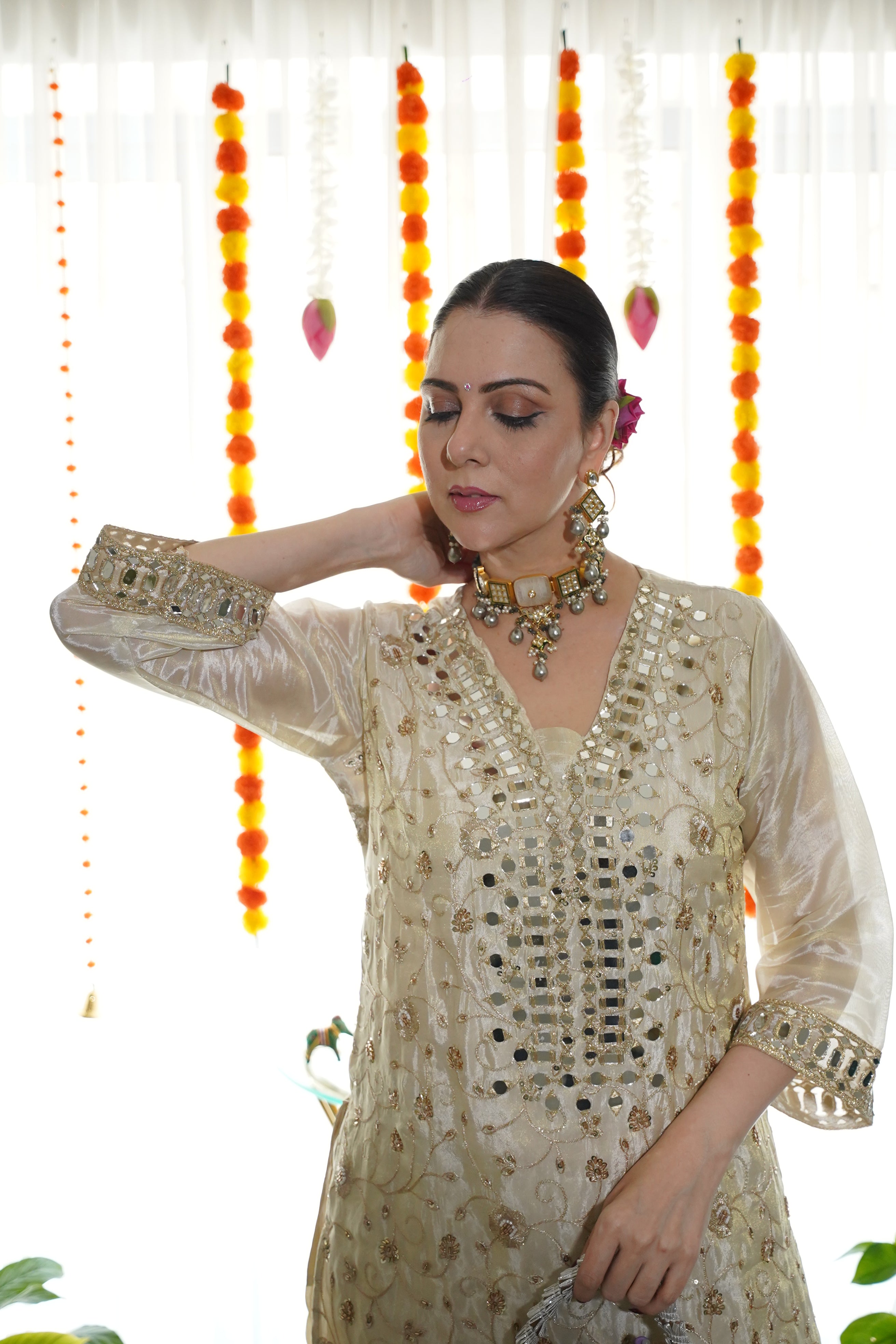 Pure Shimmer Tissue Farshi Salwar Suit