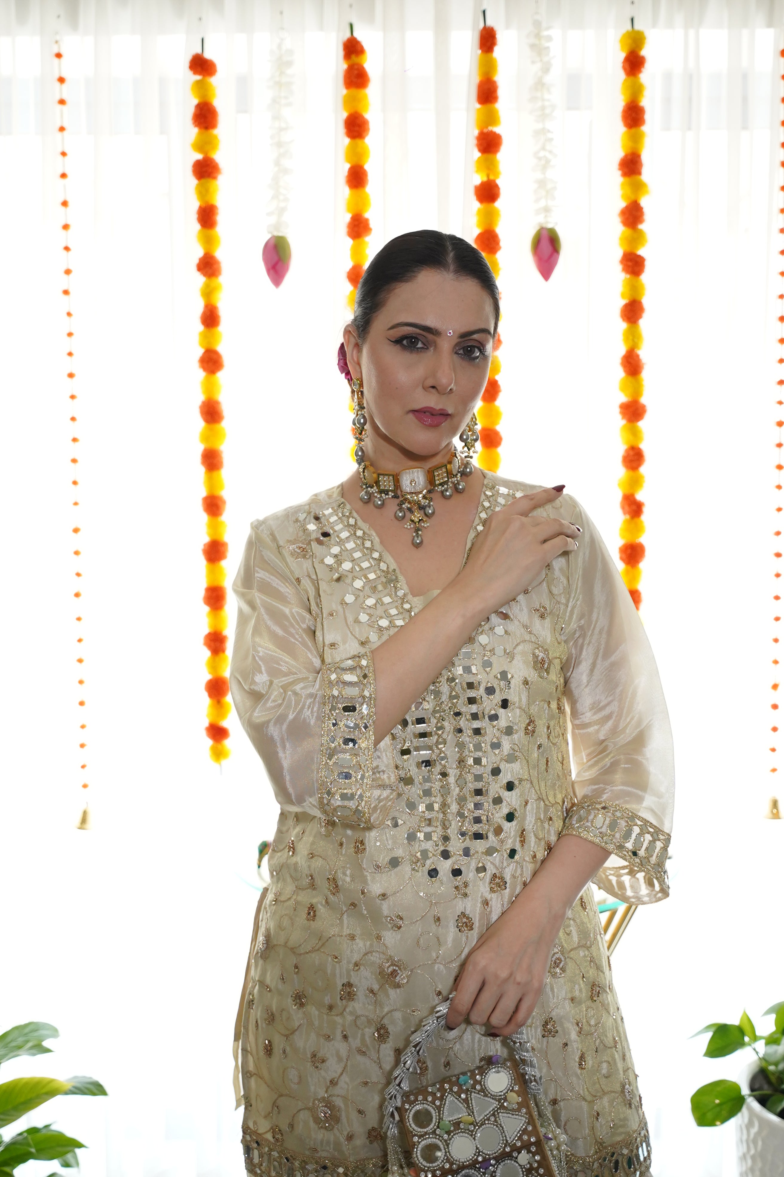 Pure Shimmer Tissue Farshi Salwar Suit