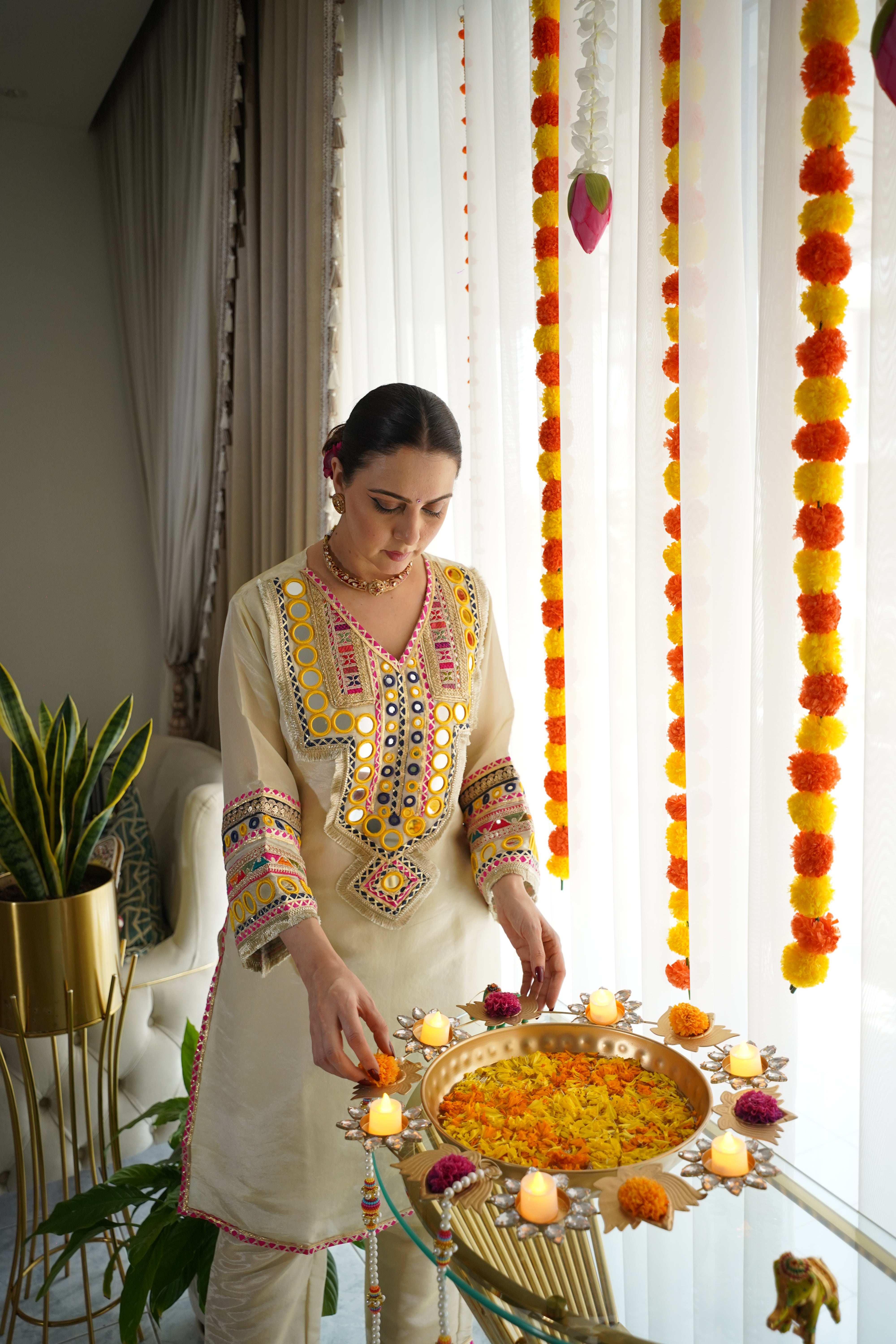 shimmer tissue , original mirror and thread embroidered co ord set