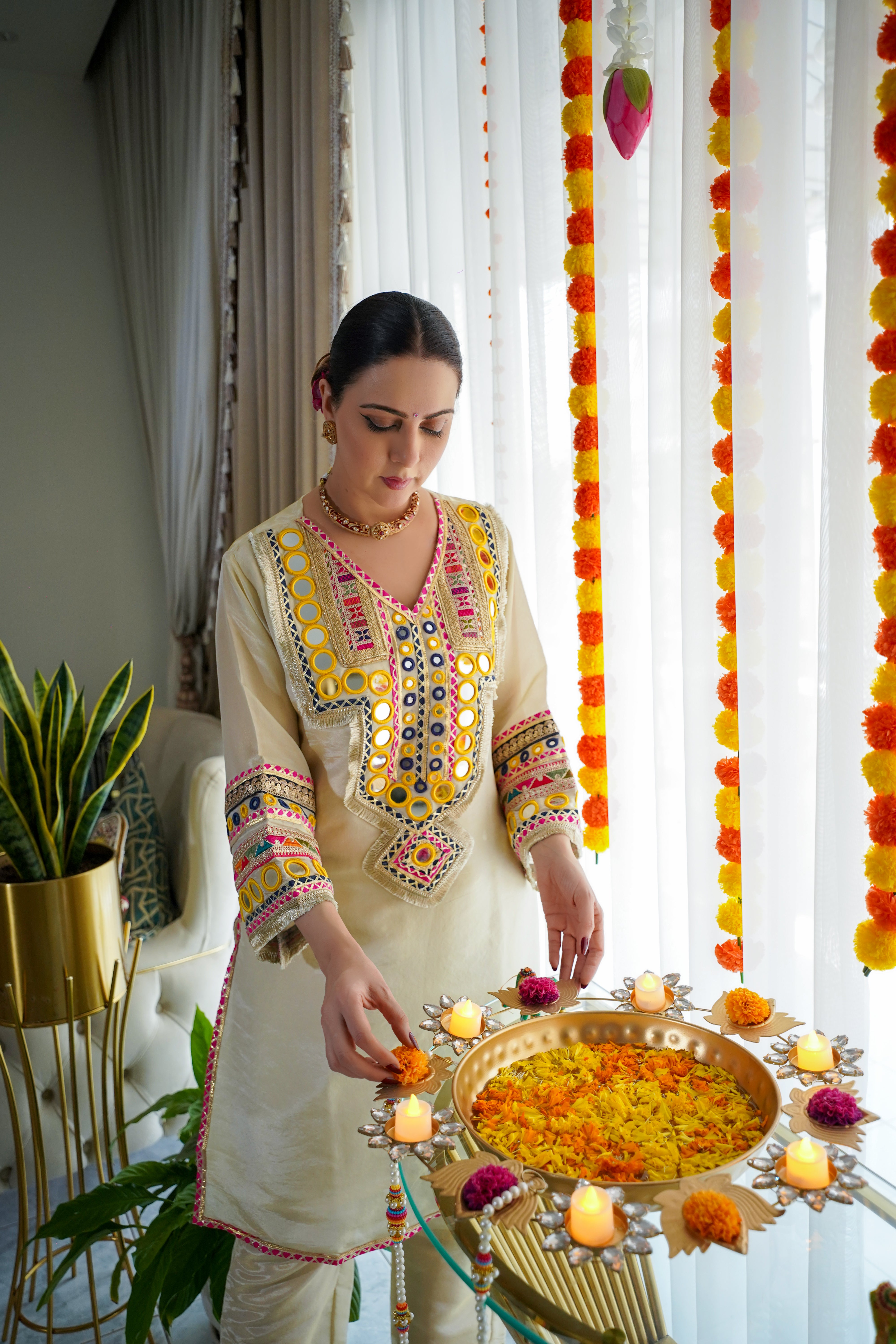 shimmer tissue , original mirror and thread embroidered co ord set