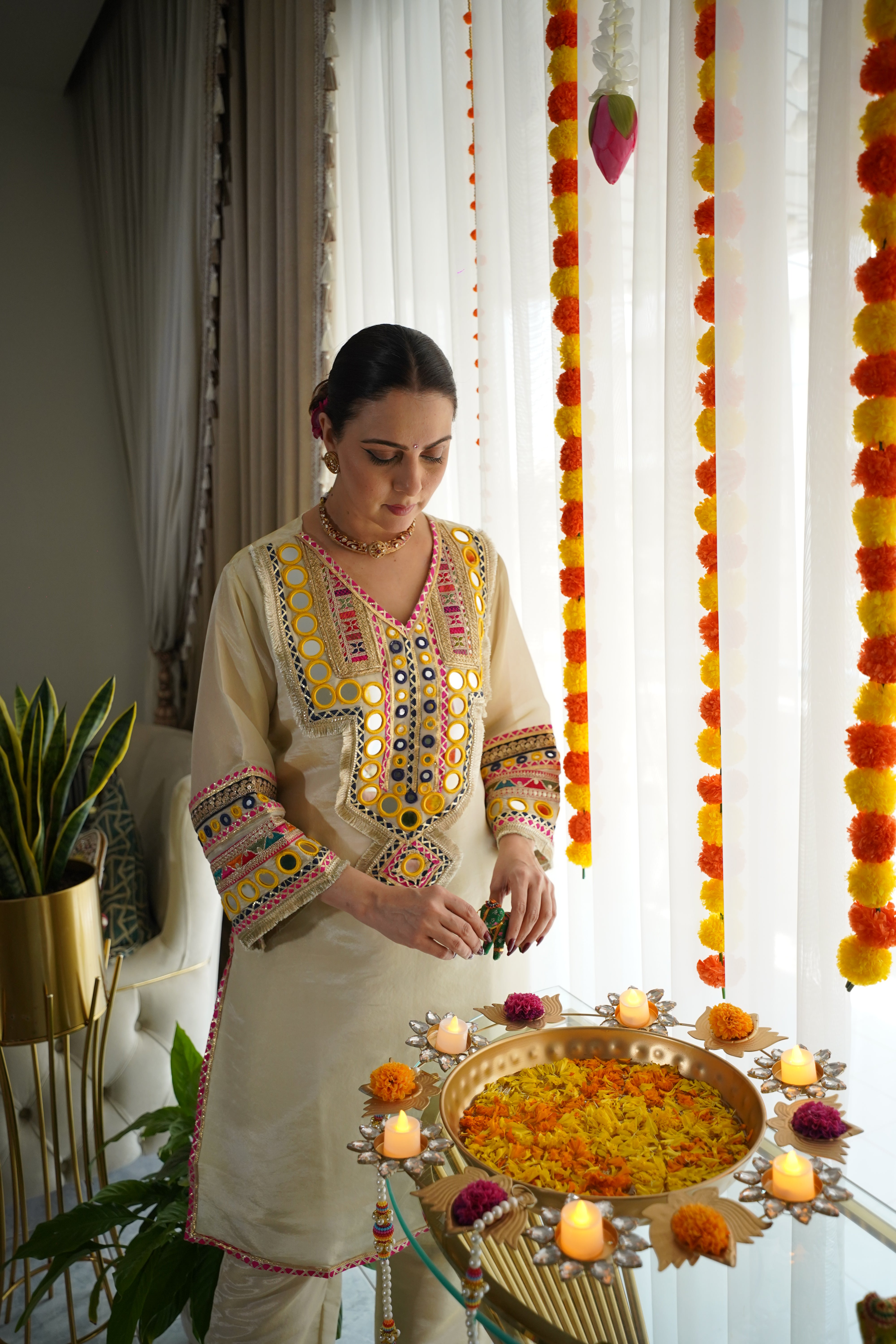 shimmer tissue , original mirror and thread embroidered co ord set