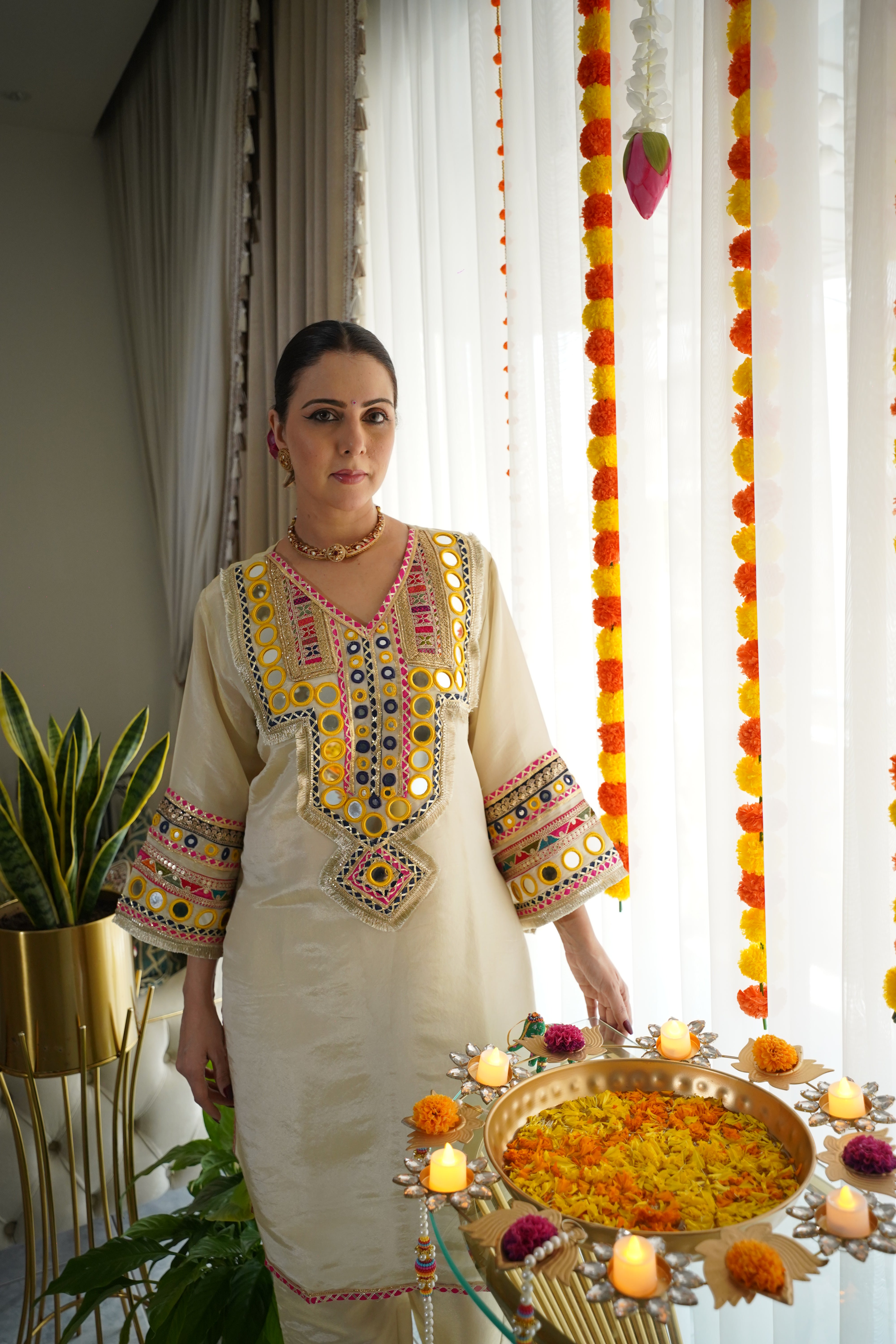 shimmer tissue , original mirror and thread embroidered co ord set