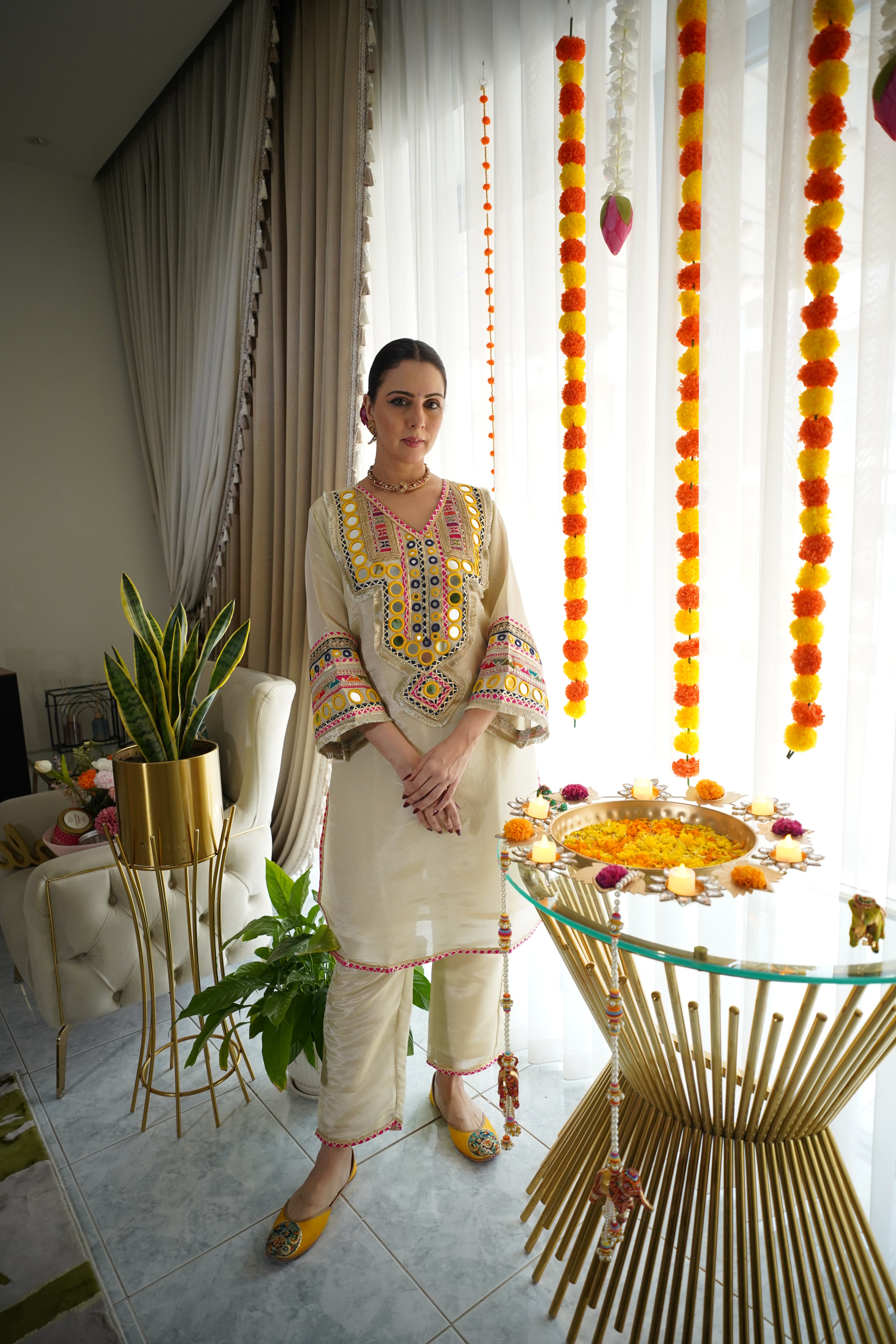 shimmer tissue , original mirror and thread embroidered co ord set