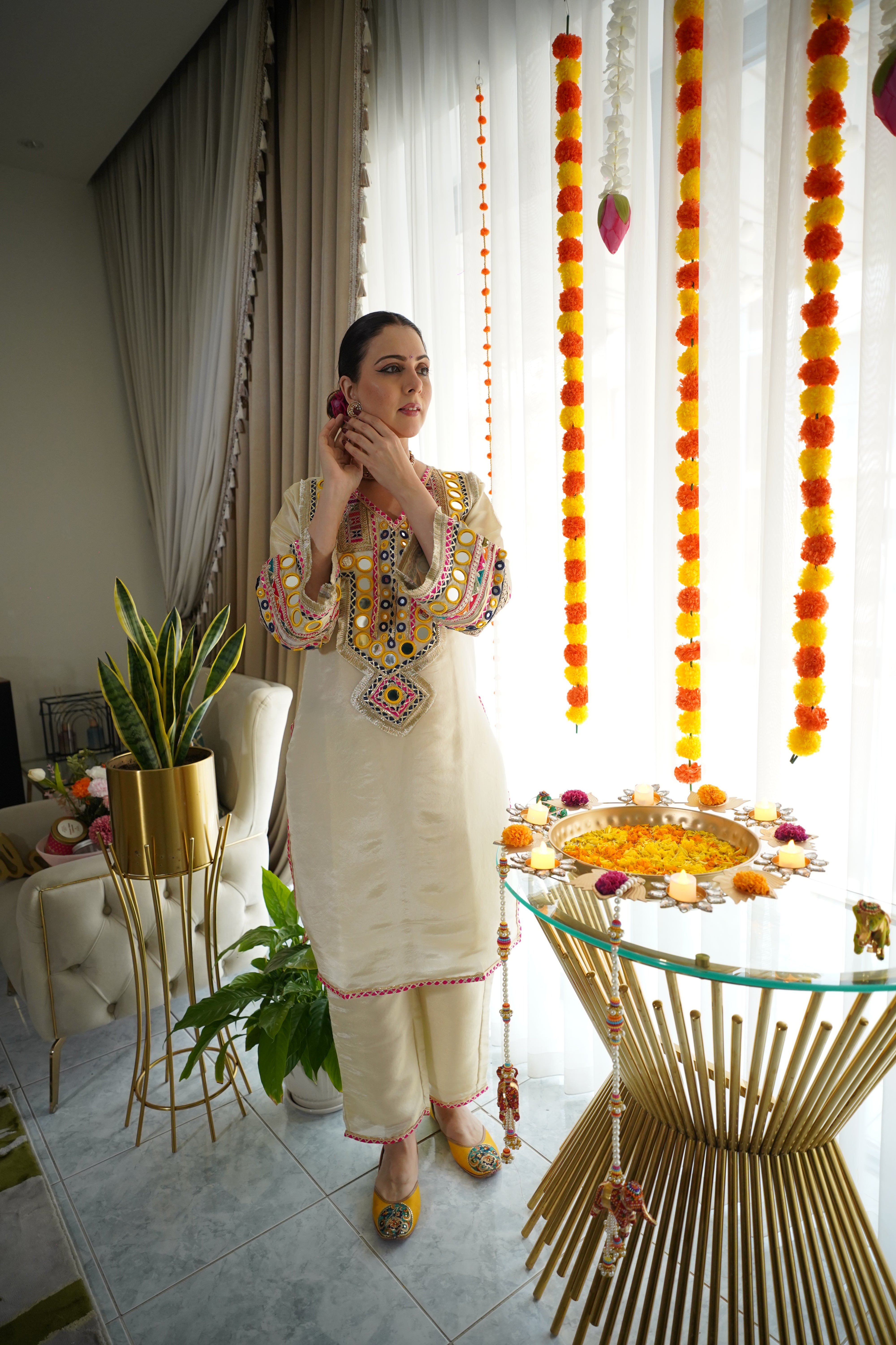 shimmer tissue , original mirror and thread embroidered co ord set