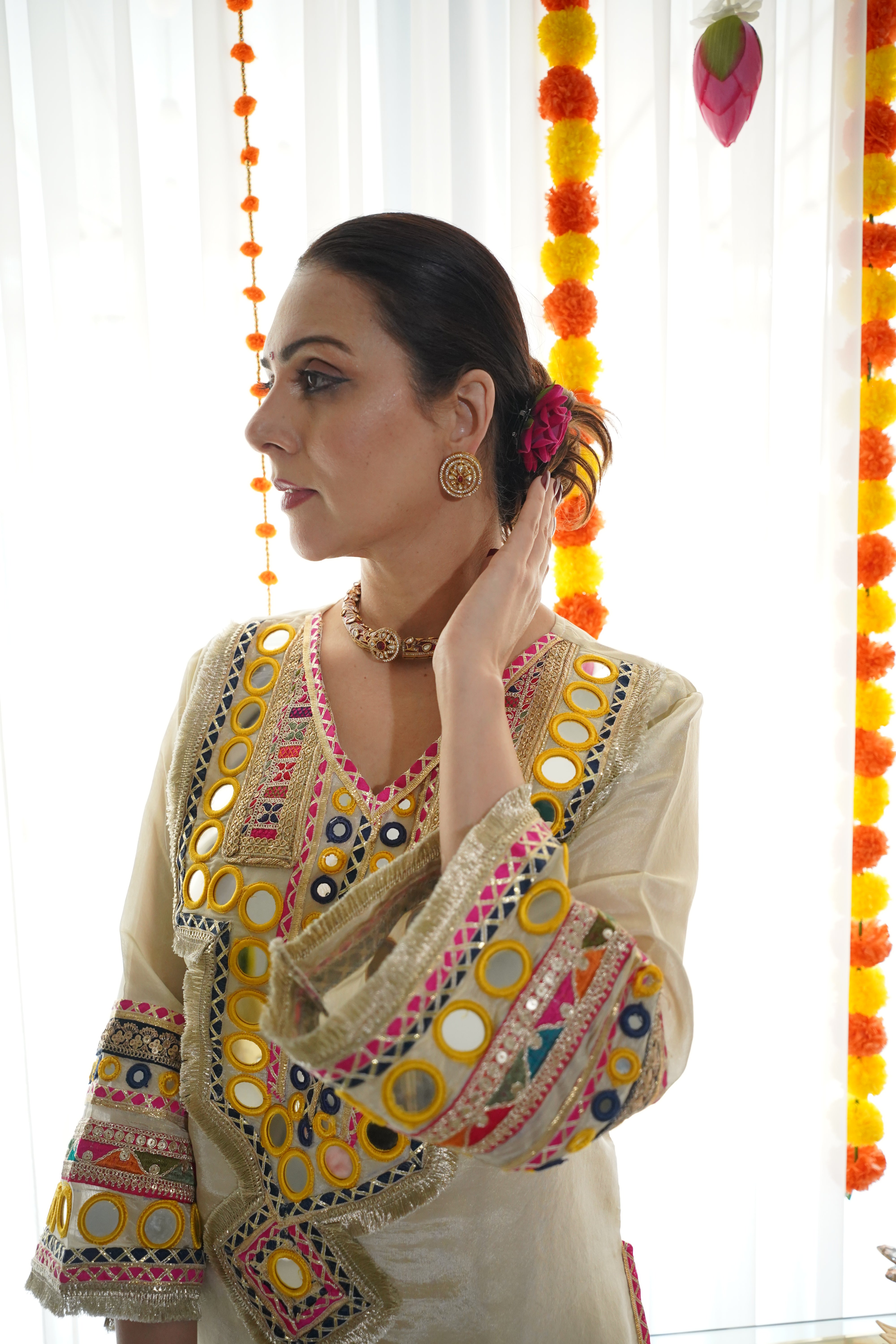 shimmer tissue , original mirror and thread embroidered co ord set