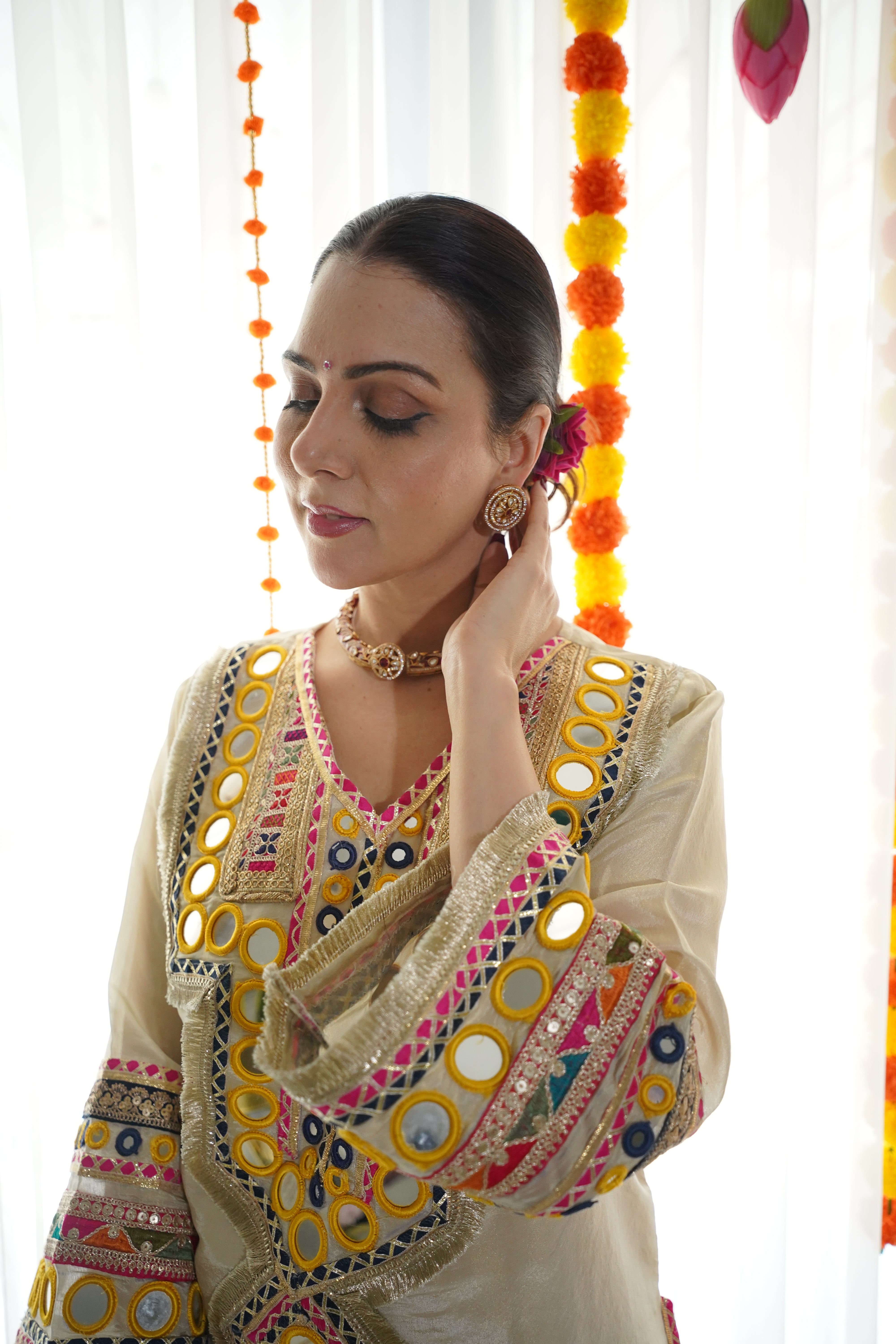 shimmer tissue , original mirror and thread embroidered co ord set