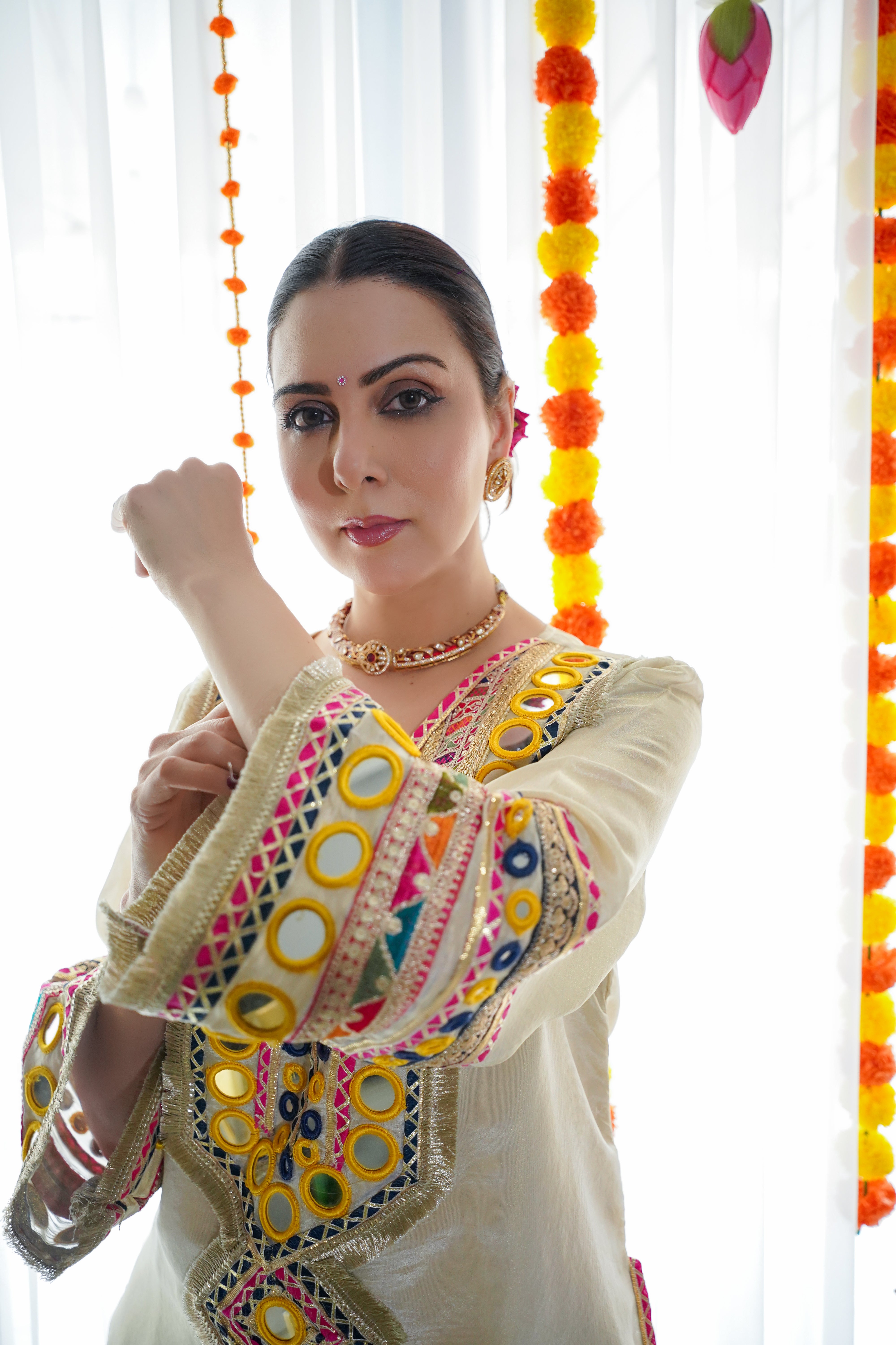 shimmer tissue , original mirror and thread embroidered co ord set