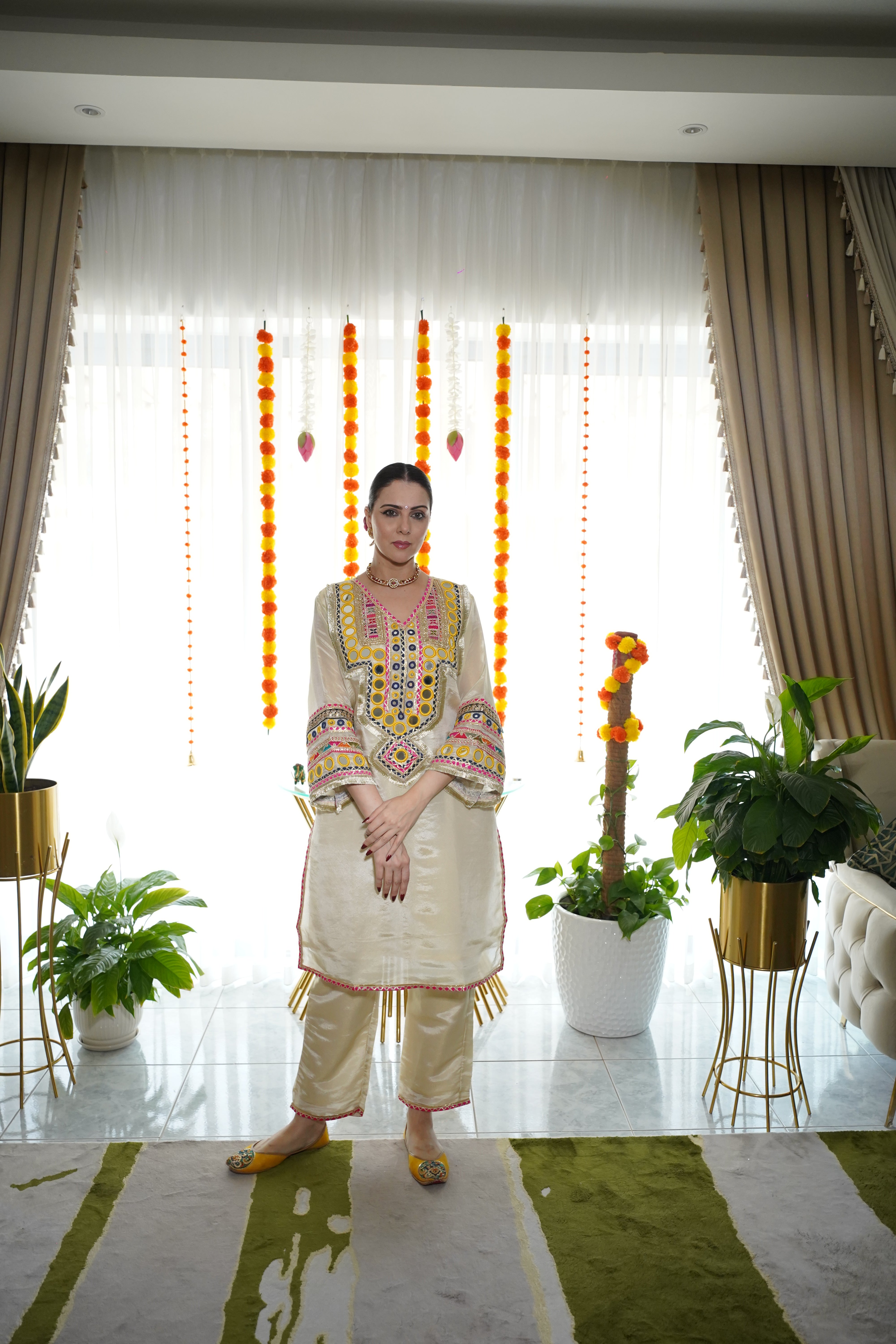 shimmer tissue , original mirror and thread embroidered co ord set