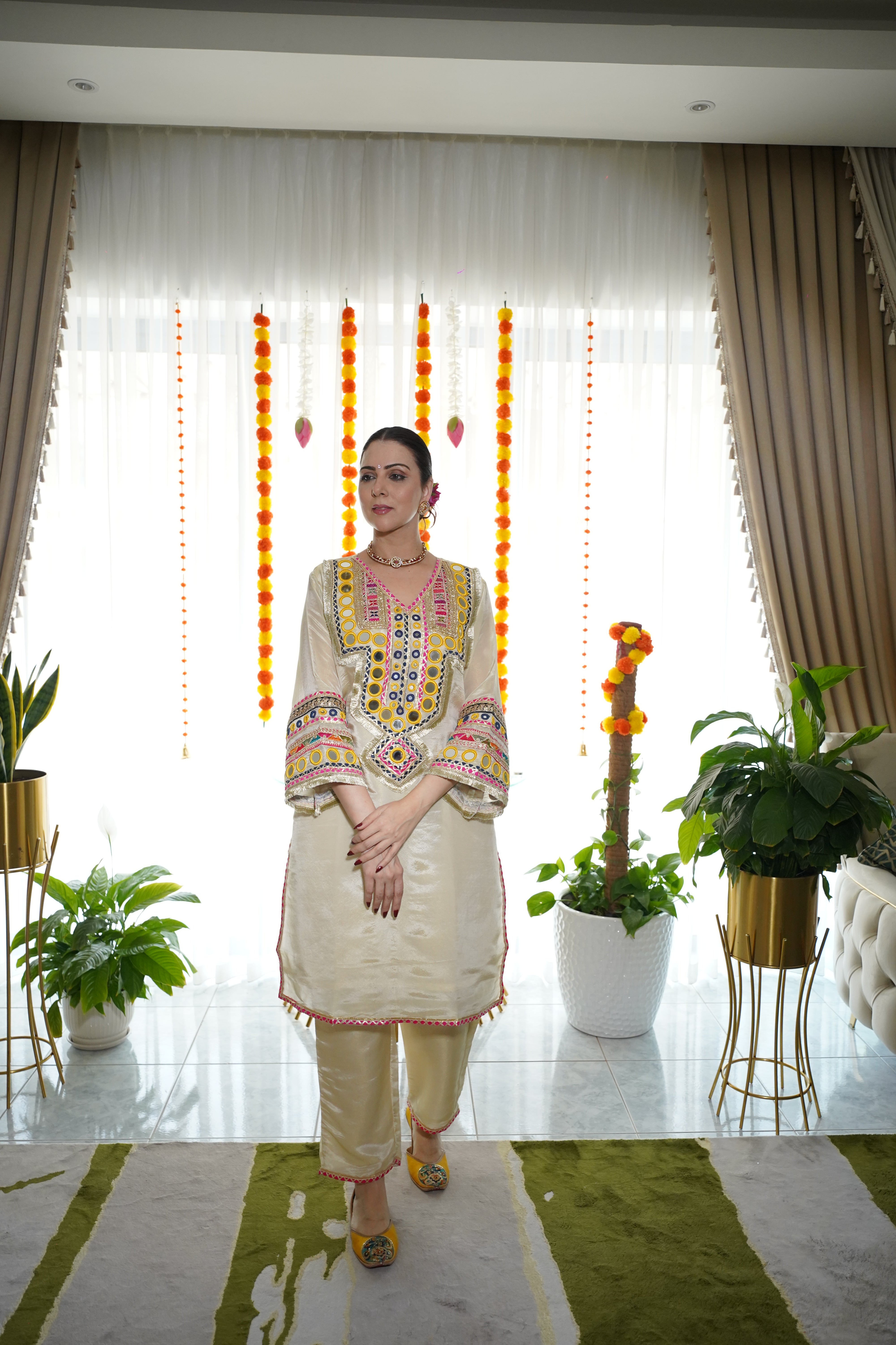 shimmer tissue , original mirror and thread embroidered co ord set