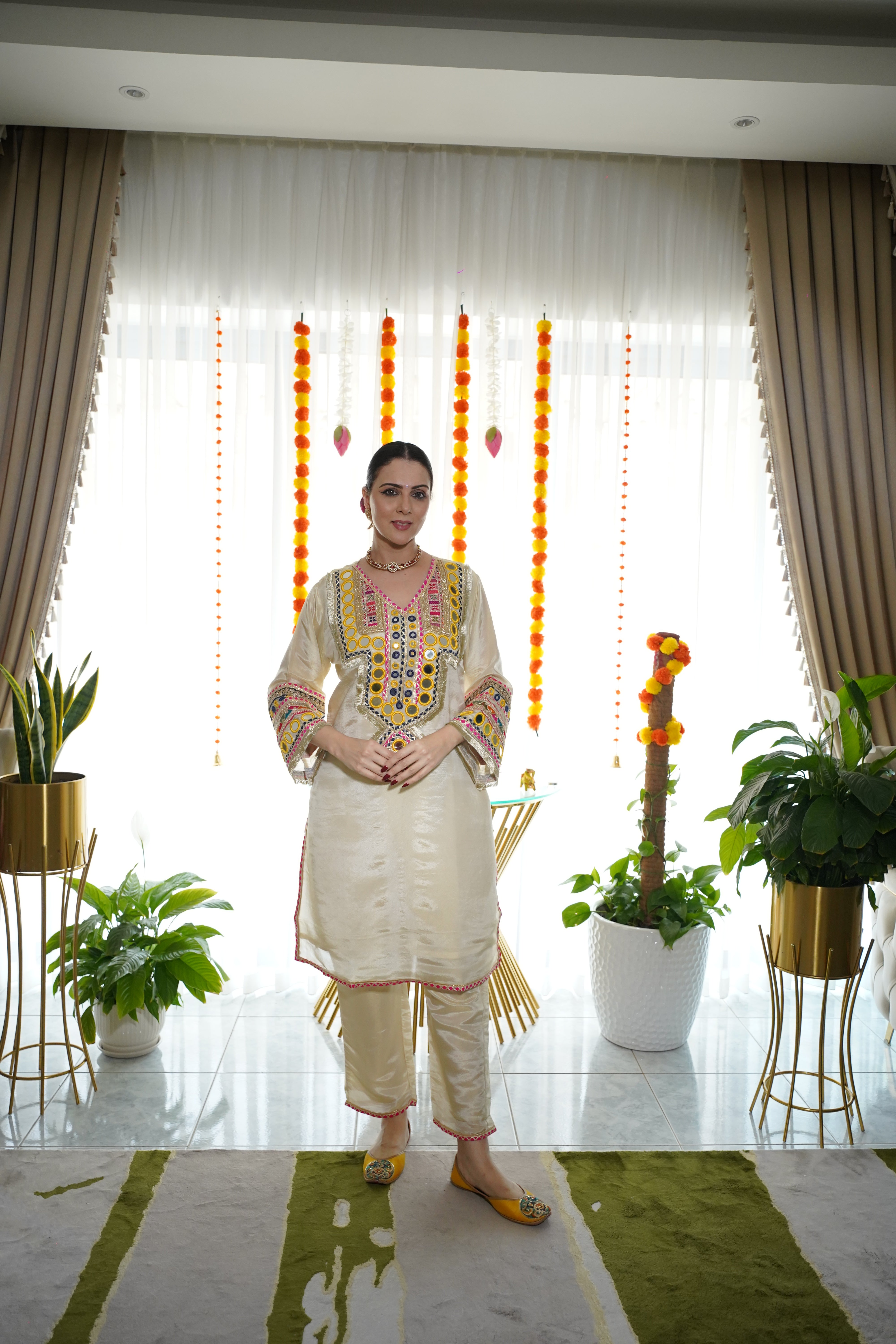 shimmer tissue , original mirror and thread embroidered co ord set