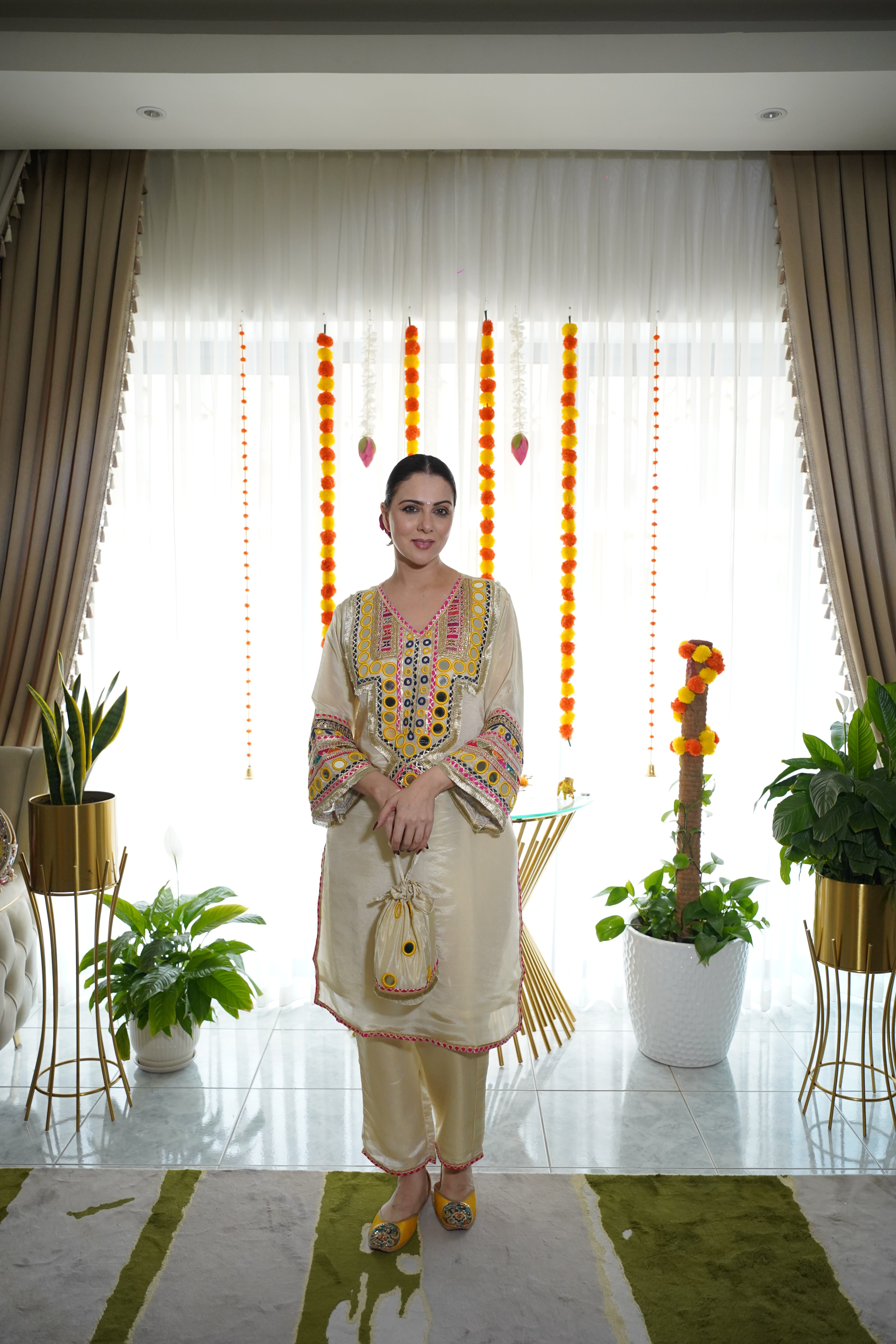 shimmer tissue , original mirror and thread embroidered co ord set