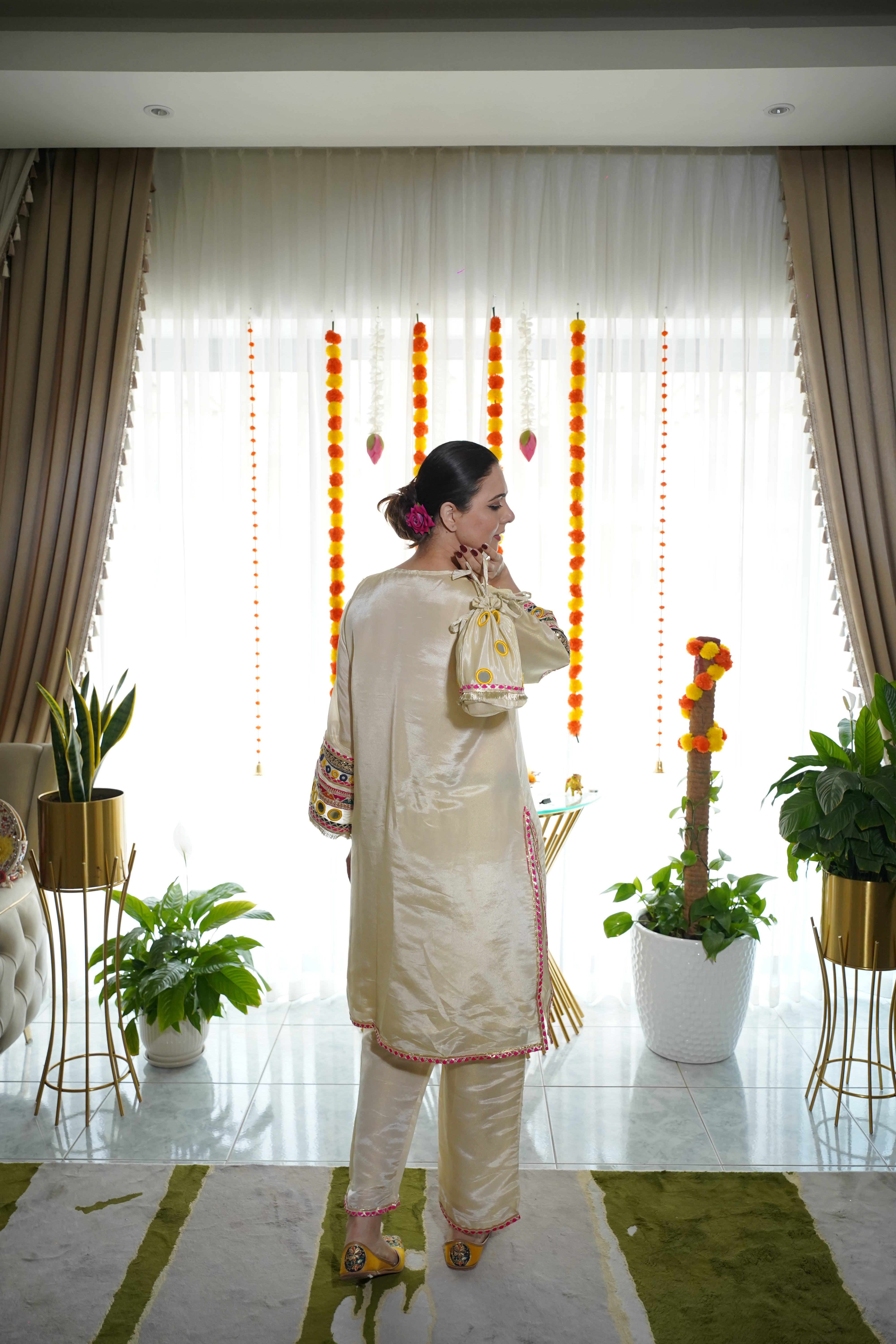 shimmer tissue , original mirror and thread embroidered co ord set