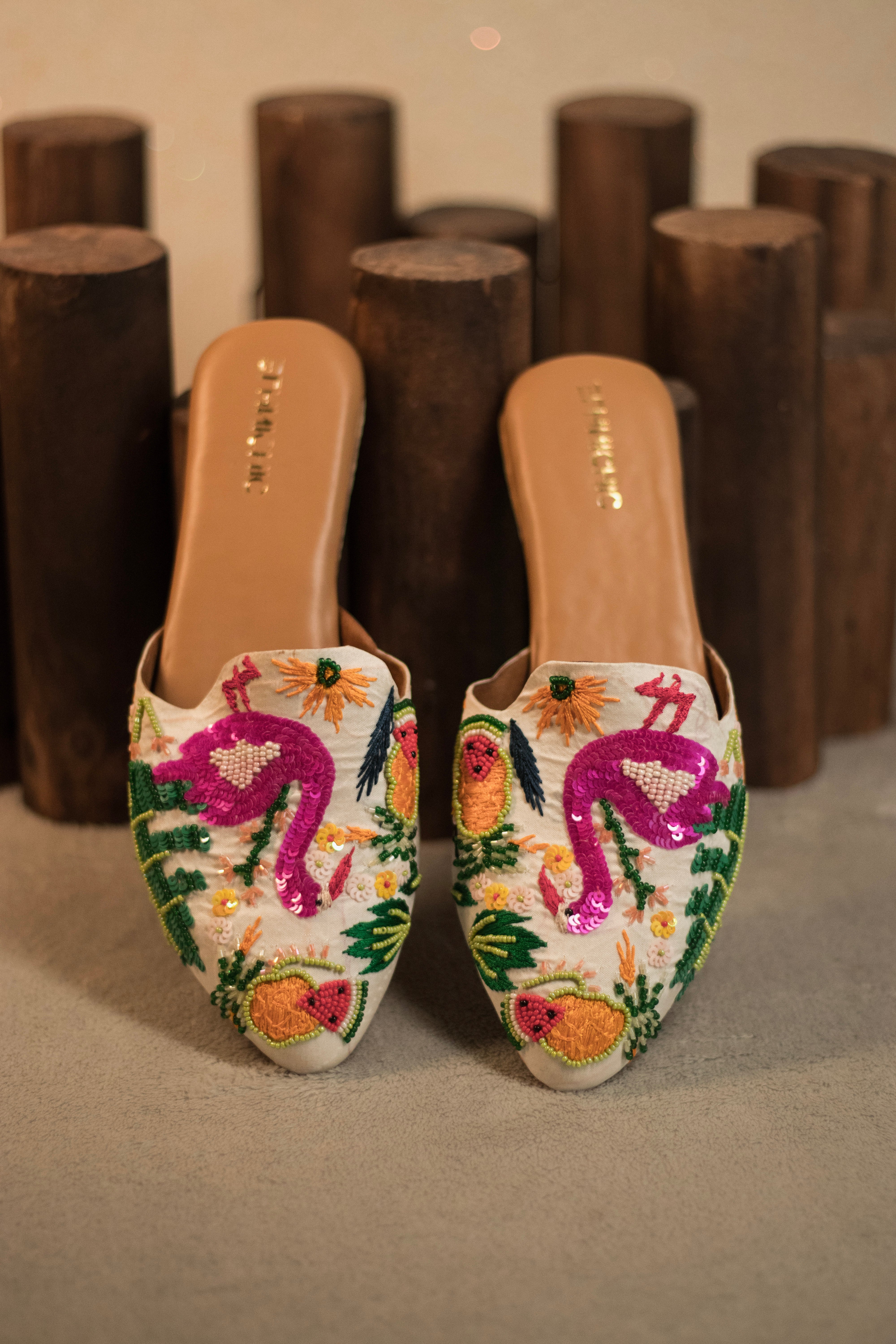 Flamingo Garden Handcrafted Mules