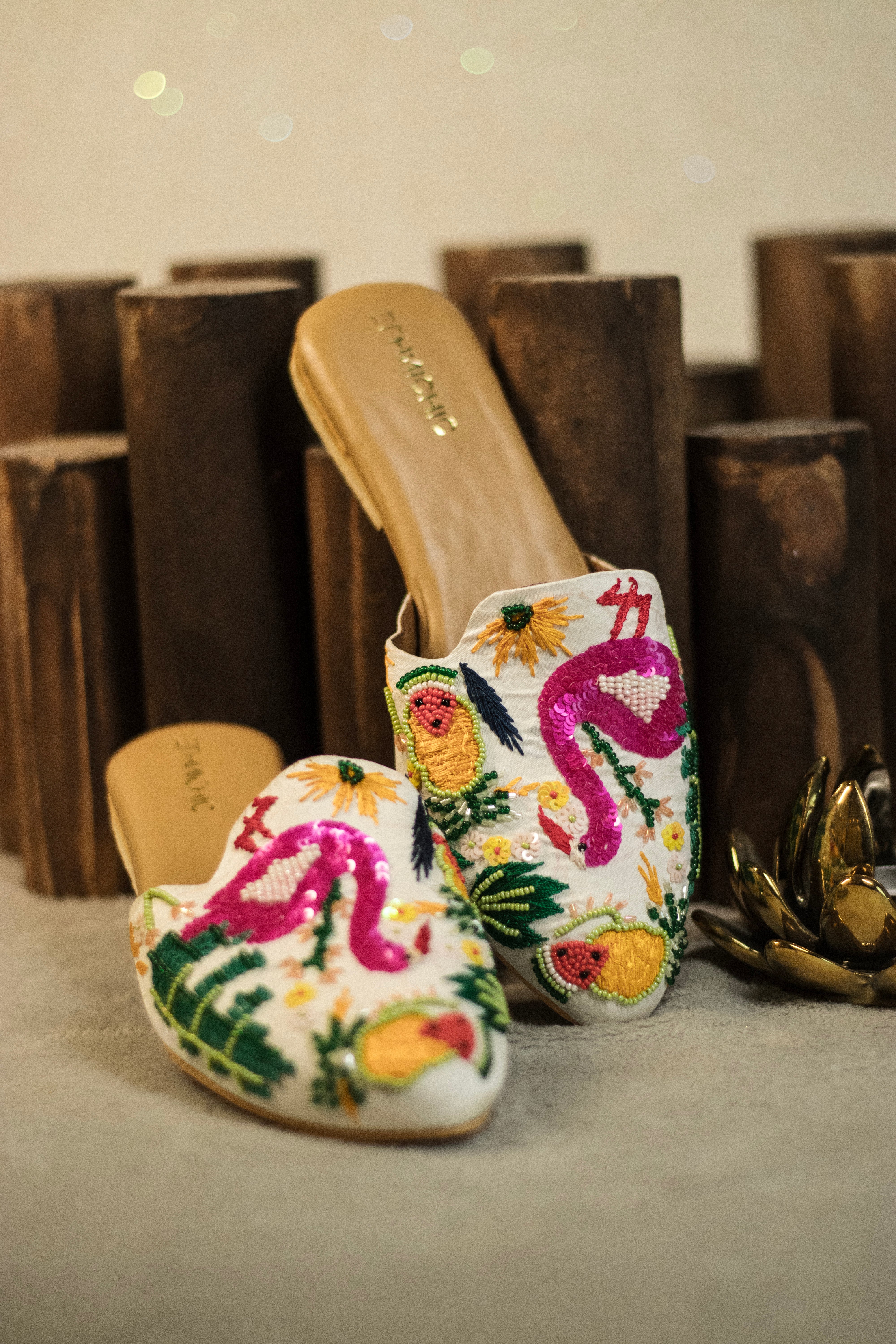 Flamingo Garden Handcrafted Mules