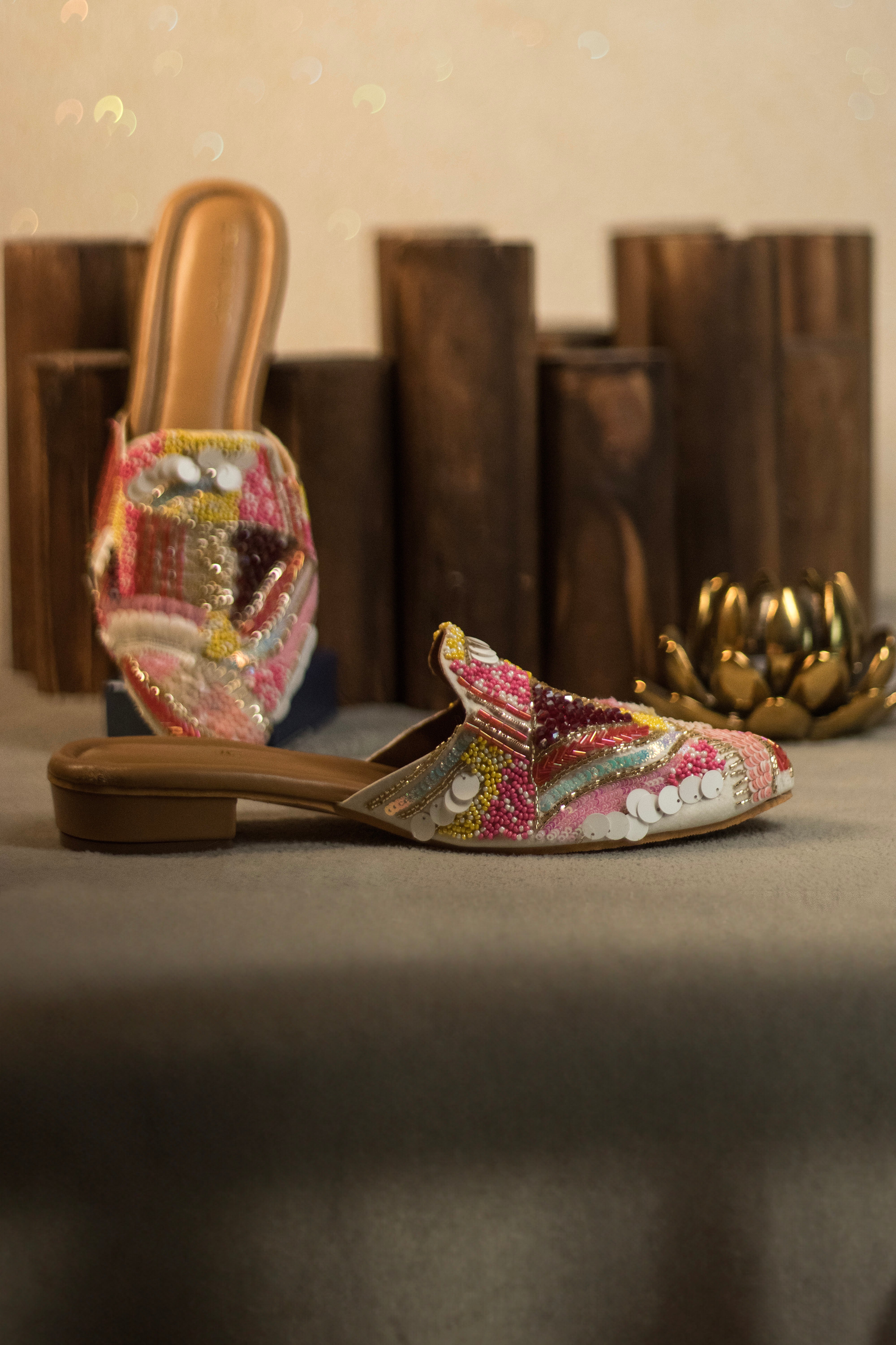 Blush Mosaic Handcrafted Mules