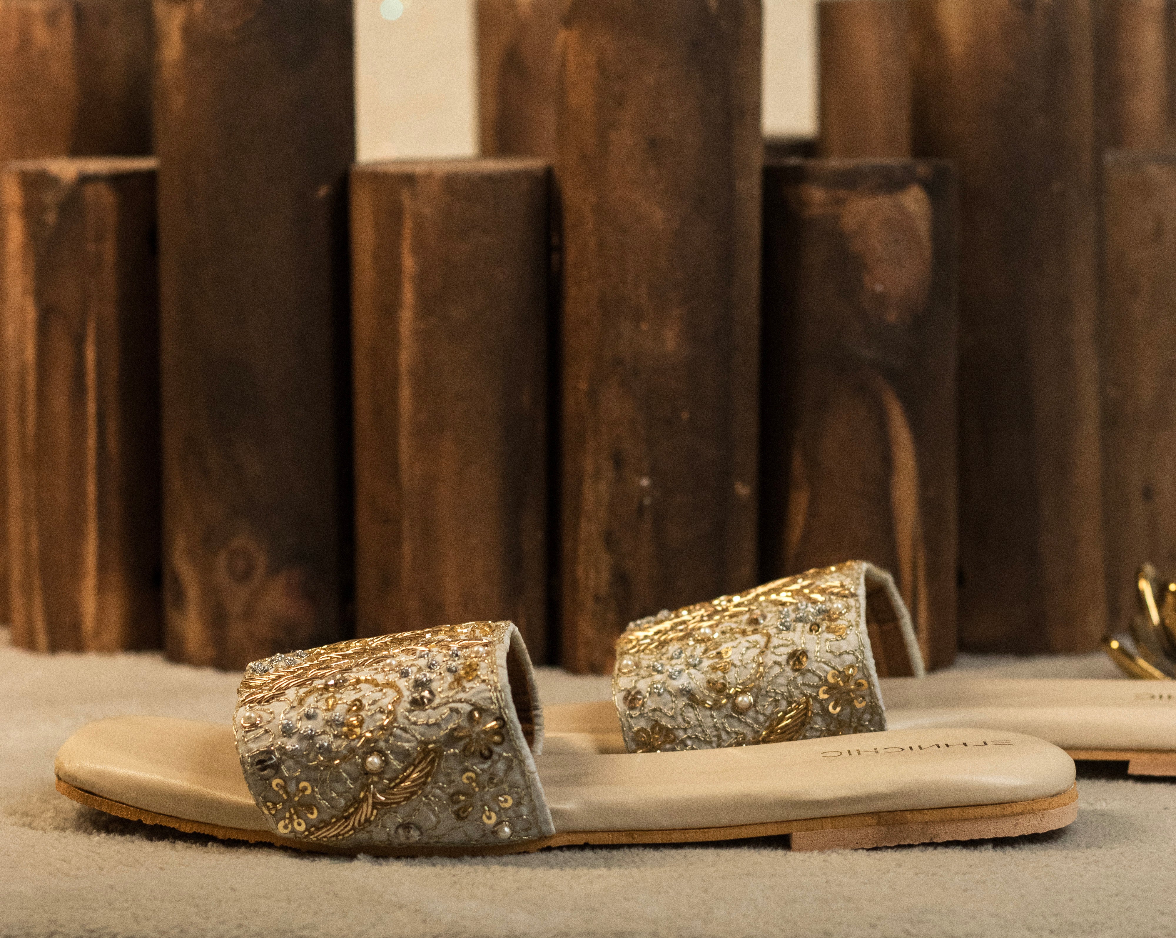 Golden Ivory Embellished Sliders