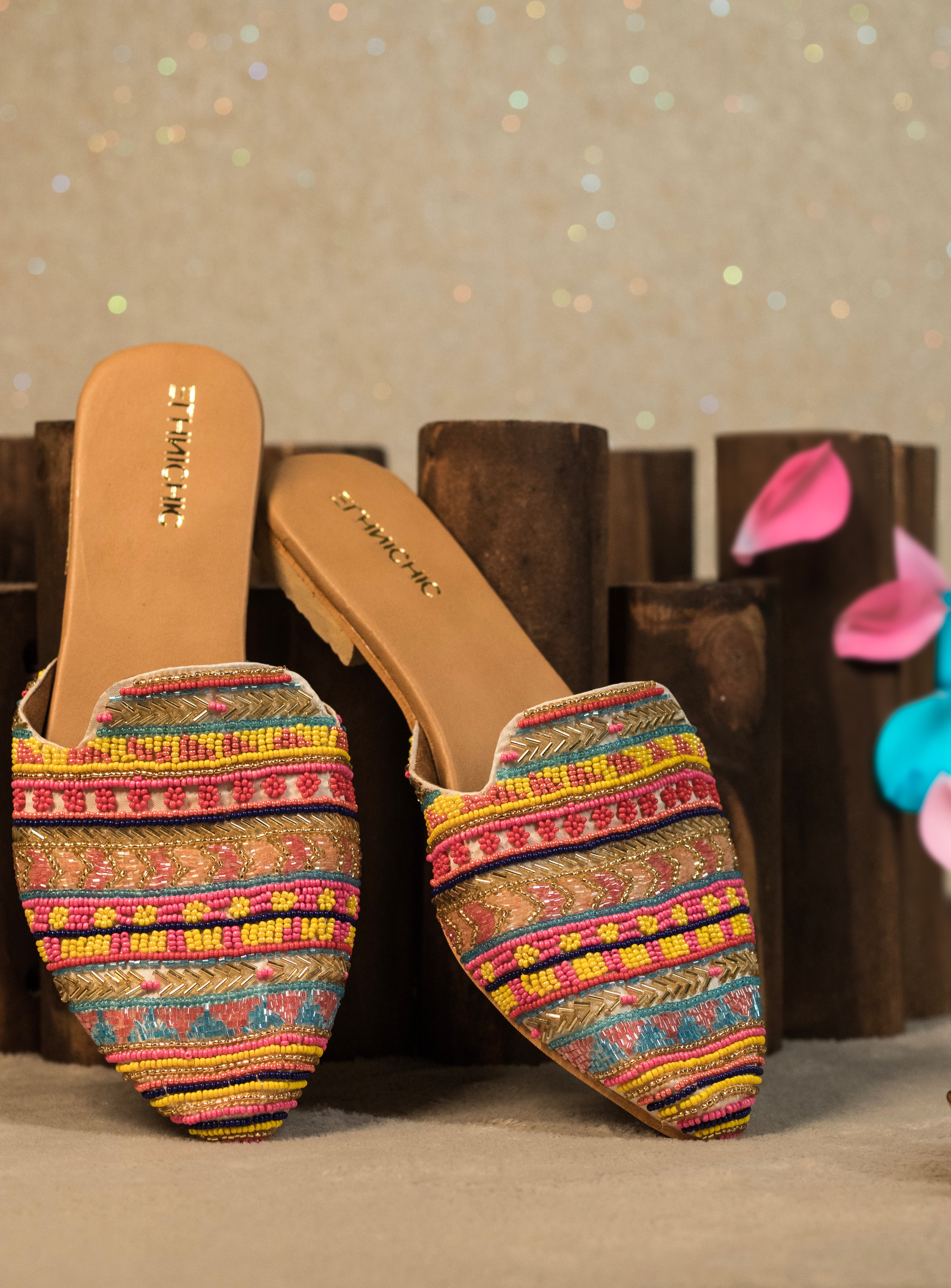 Boho Beaded Pointed Mules