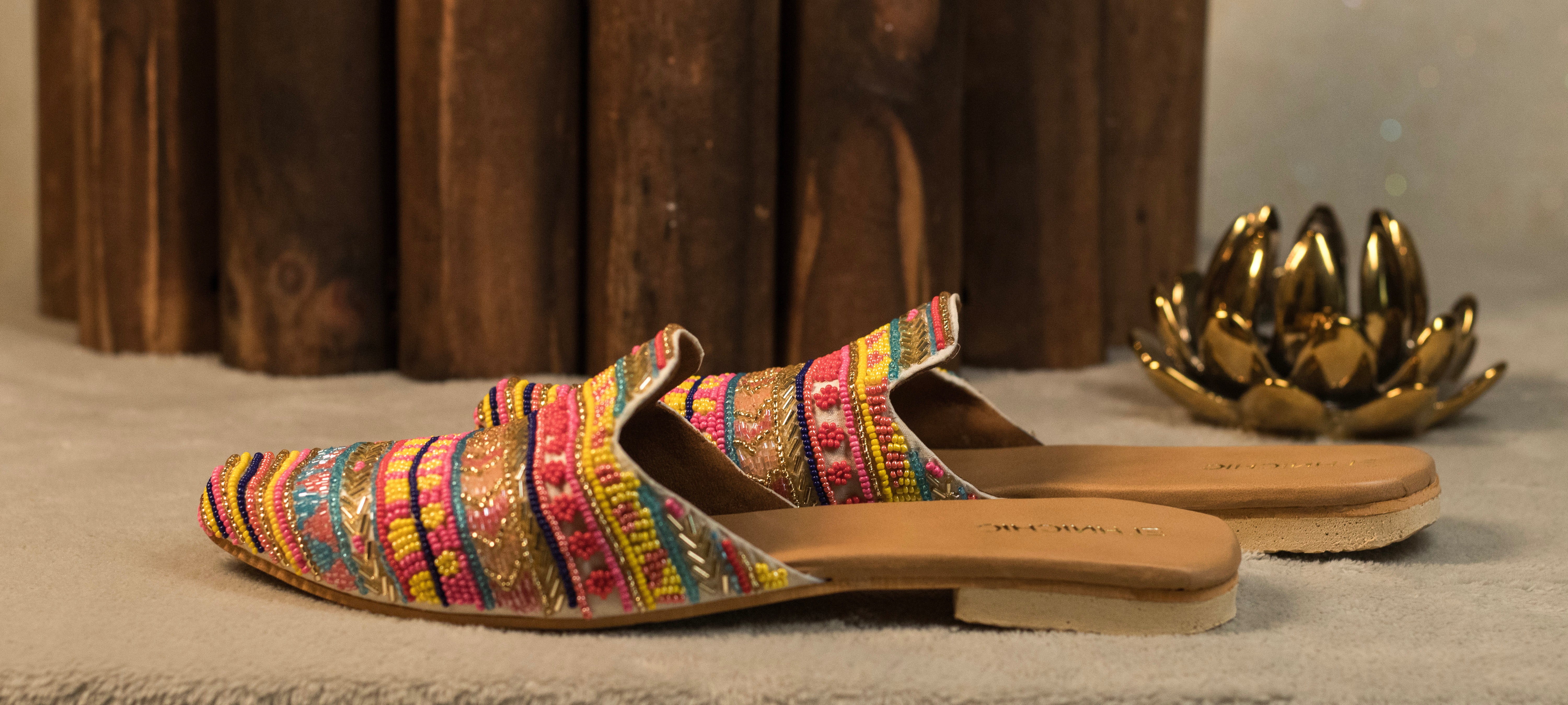 Boho Beaded Pointed Mules
