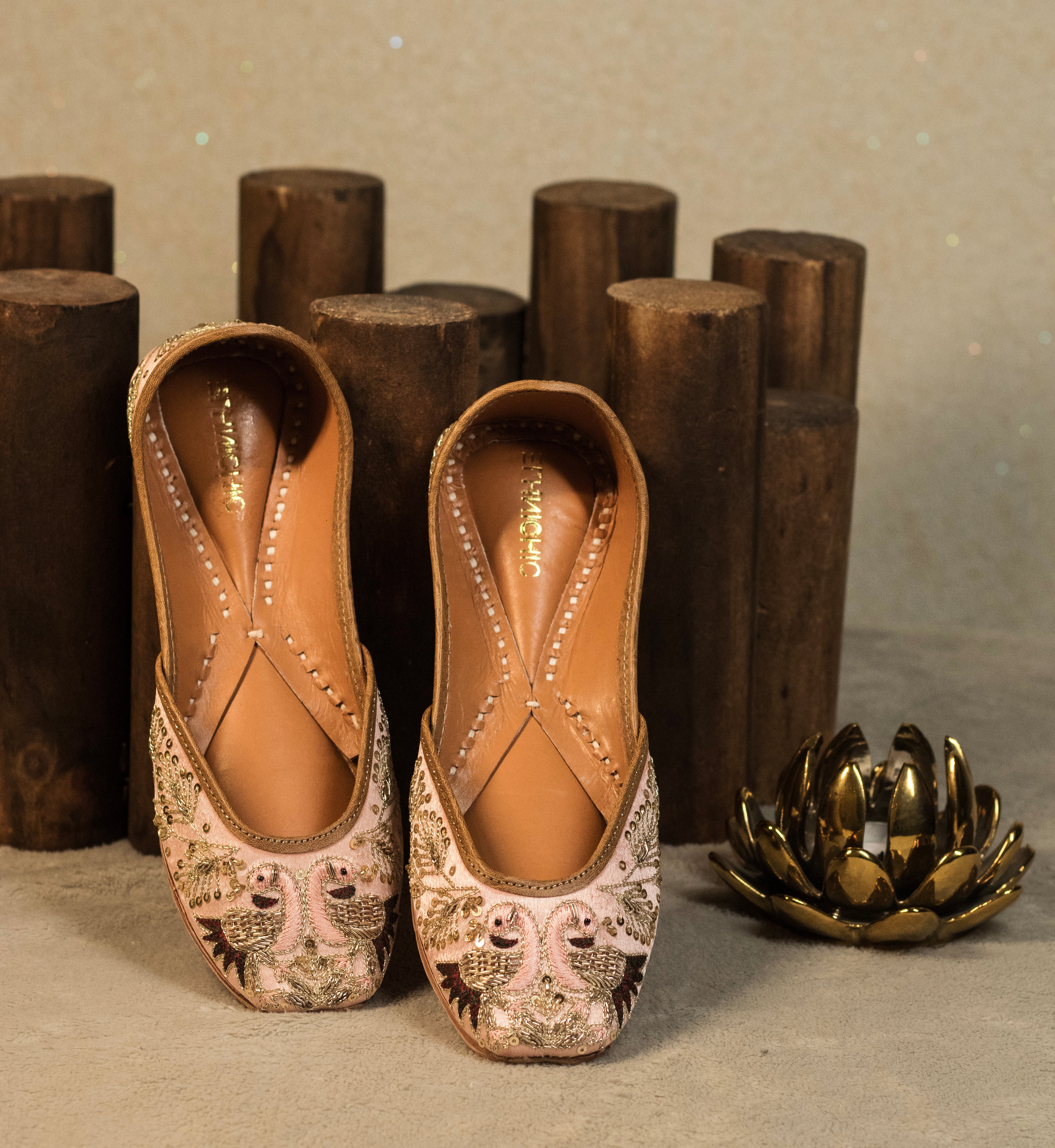 Blush Peacock Embroidered Juttis