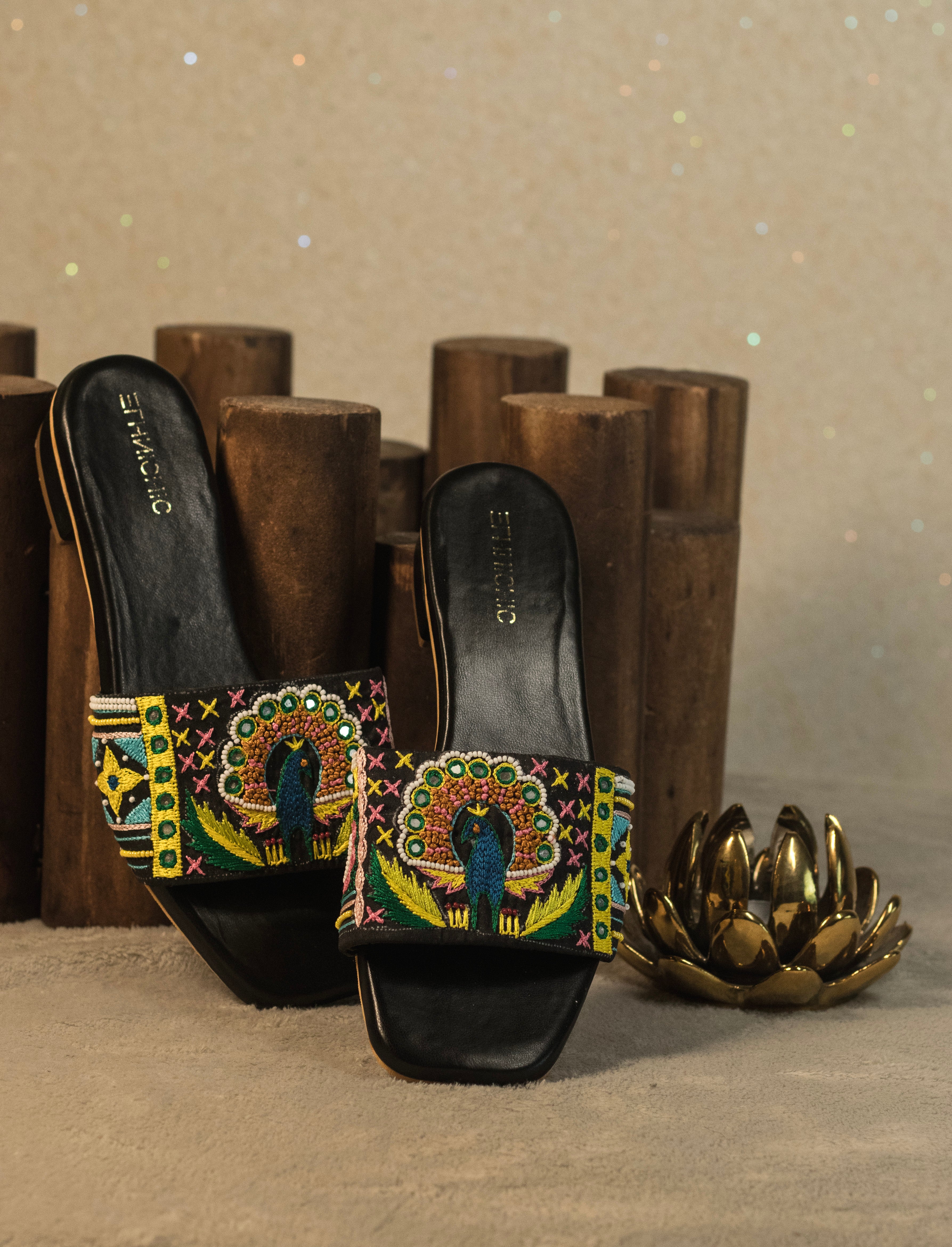 Peacock Bloom Embroidered Flats