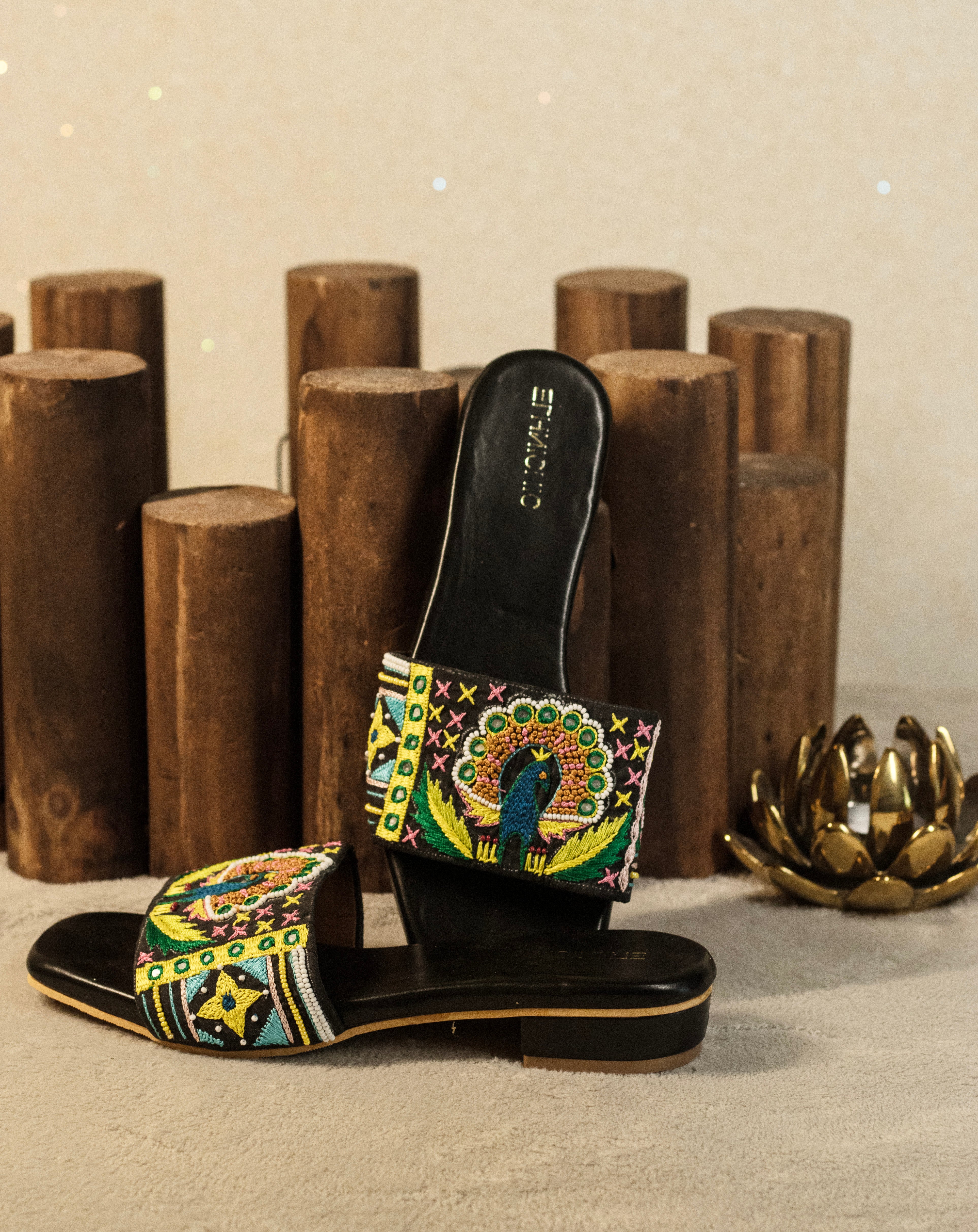 Peacock Bloom Embroidered Flats