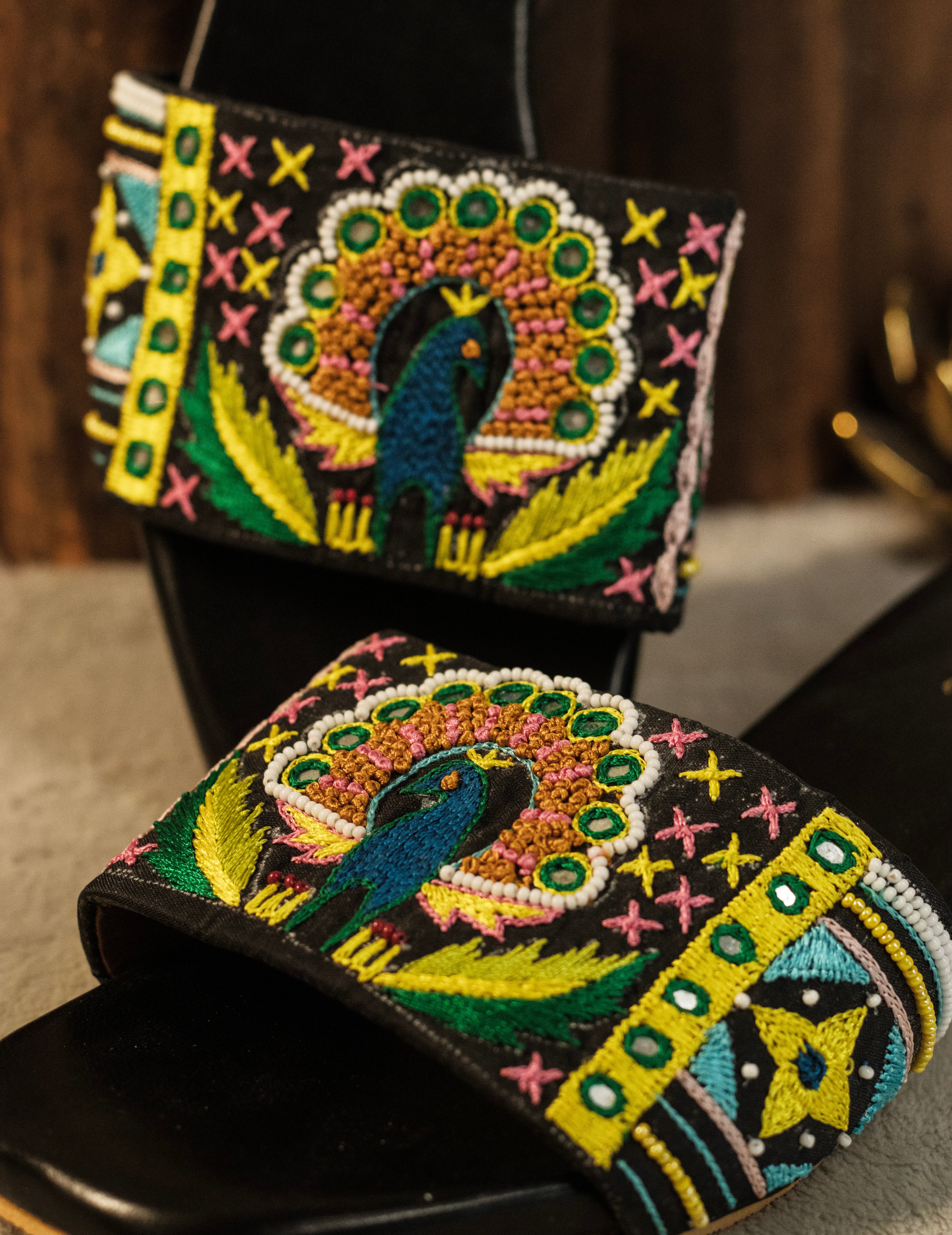 Peacock Bloom Embroidered Flats
