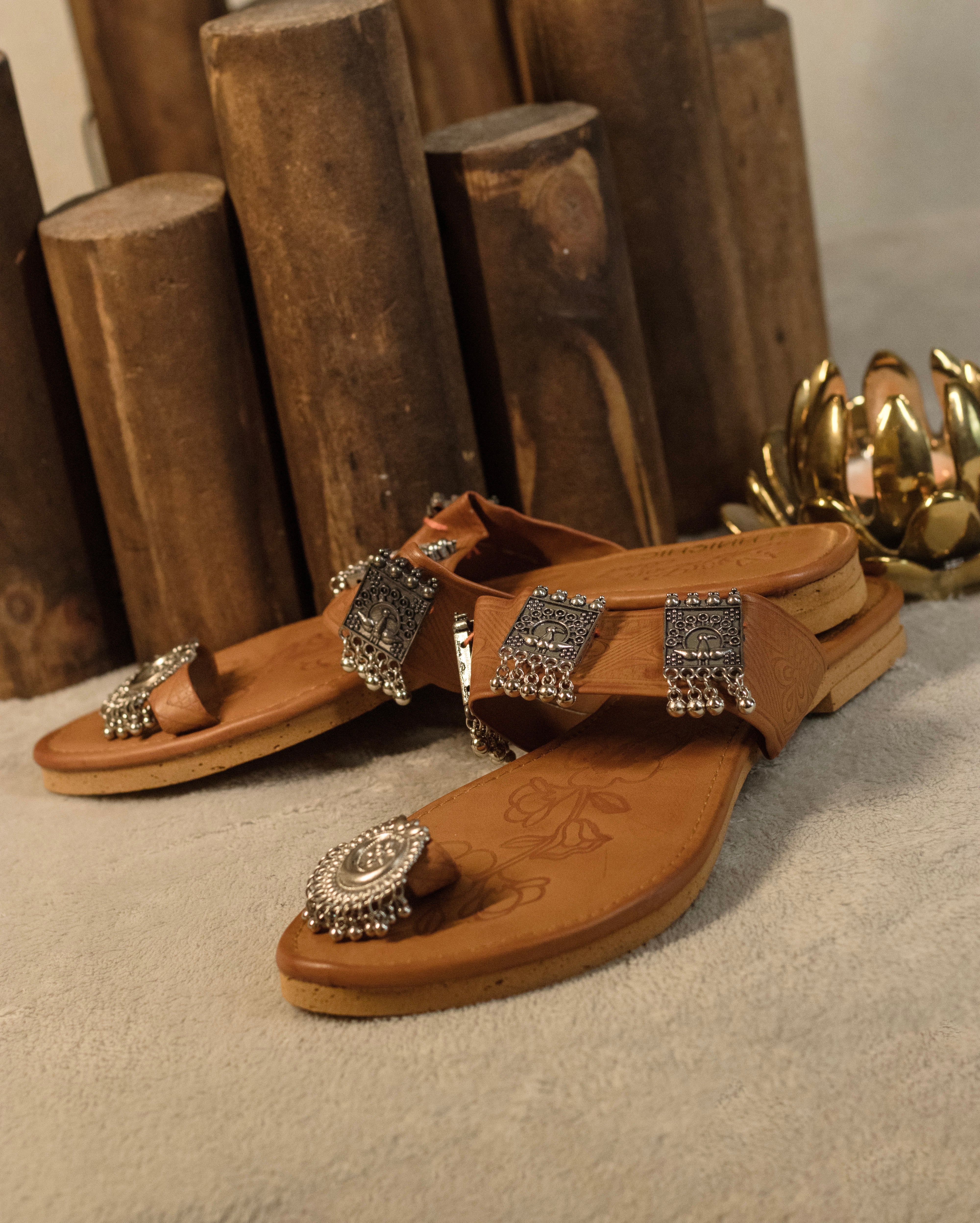 Boho Silver Charm Ethnic Flats