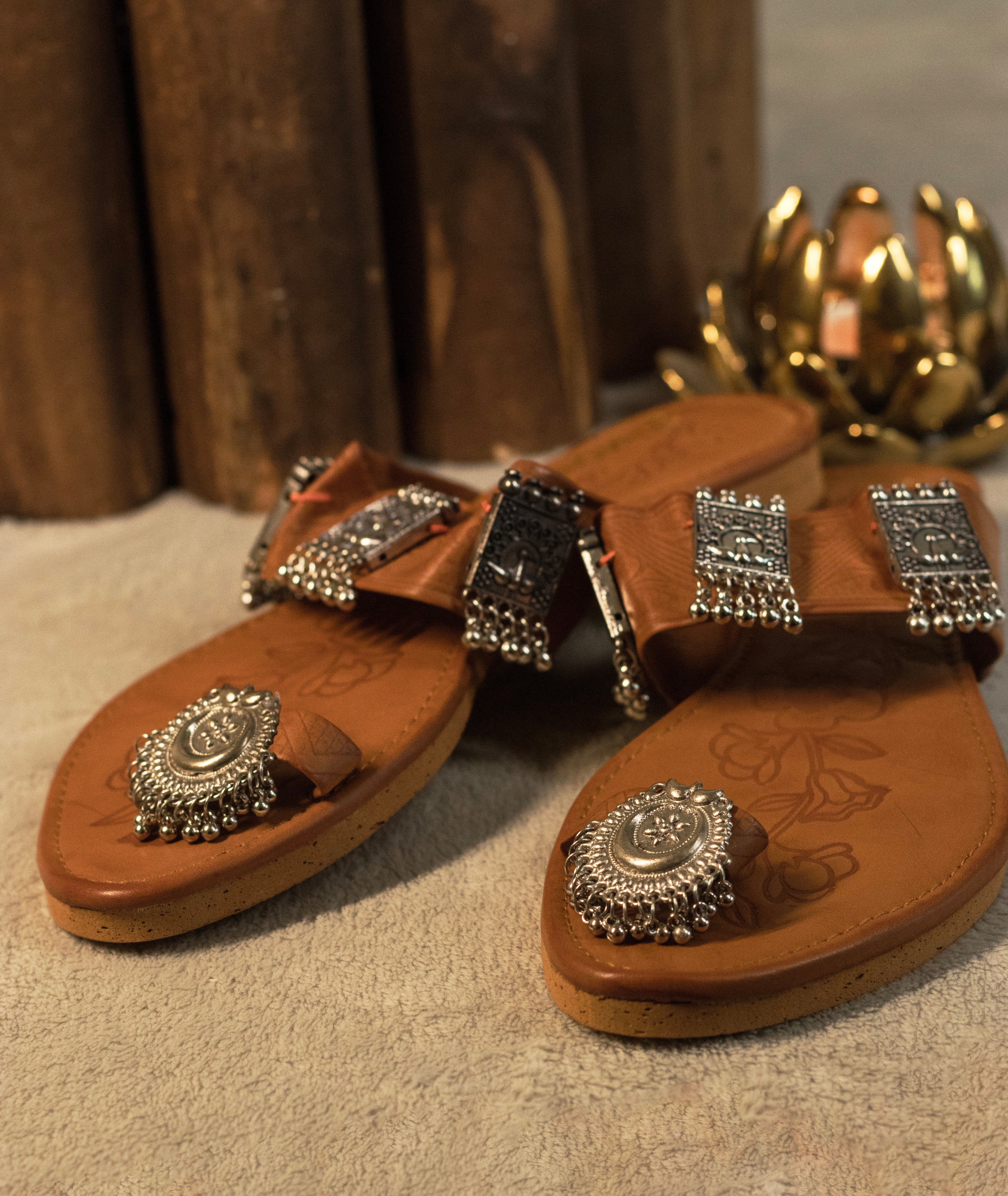 Boho Silver Charm Ethnic Flats
