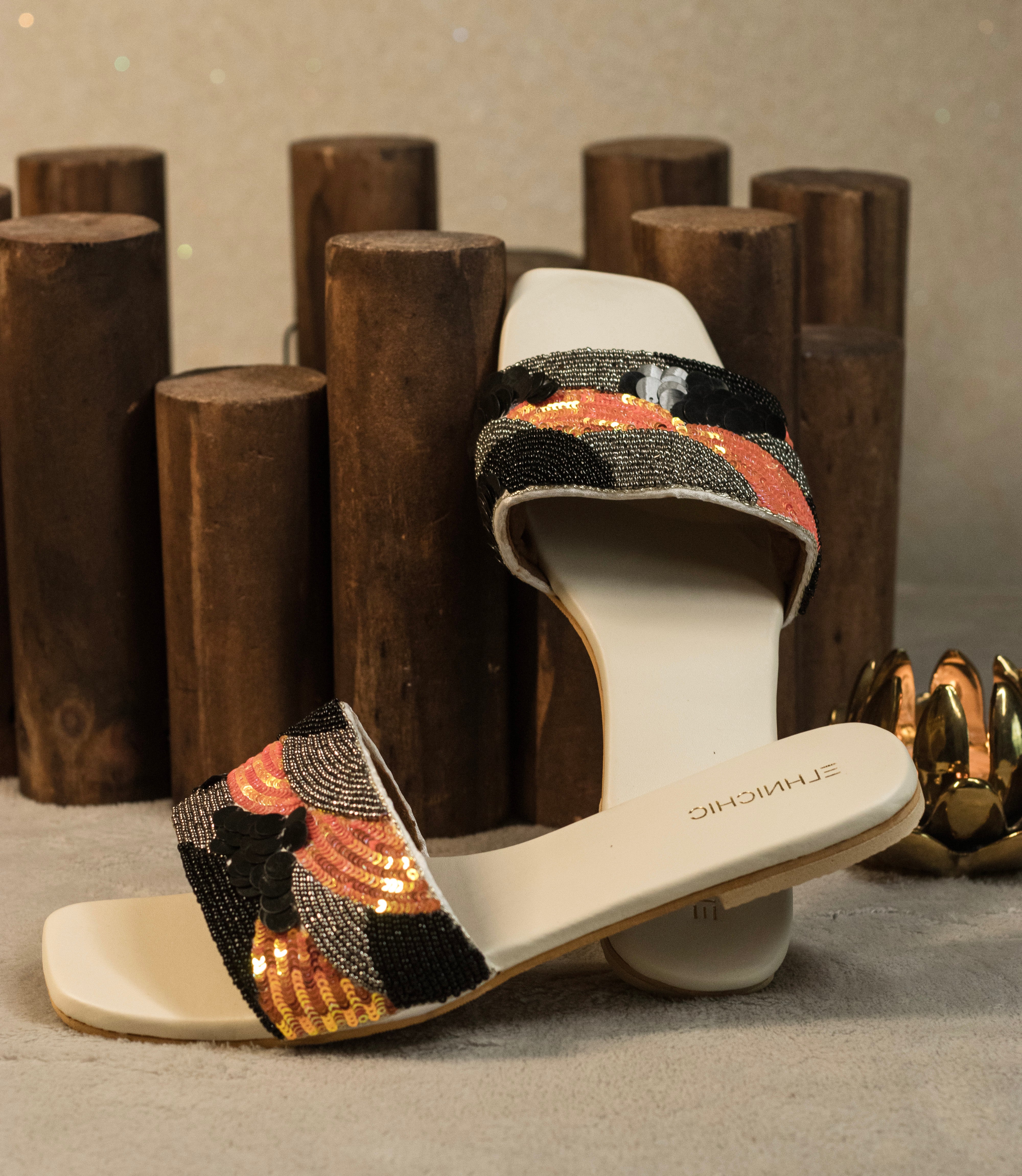 Sunset Wave Sequin Embellished Sliders