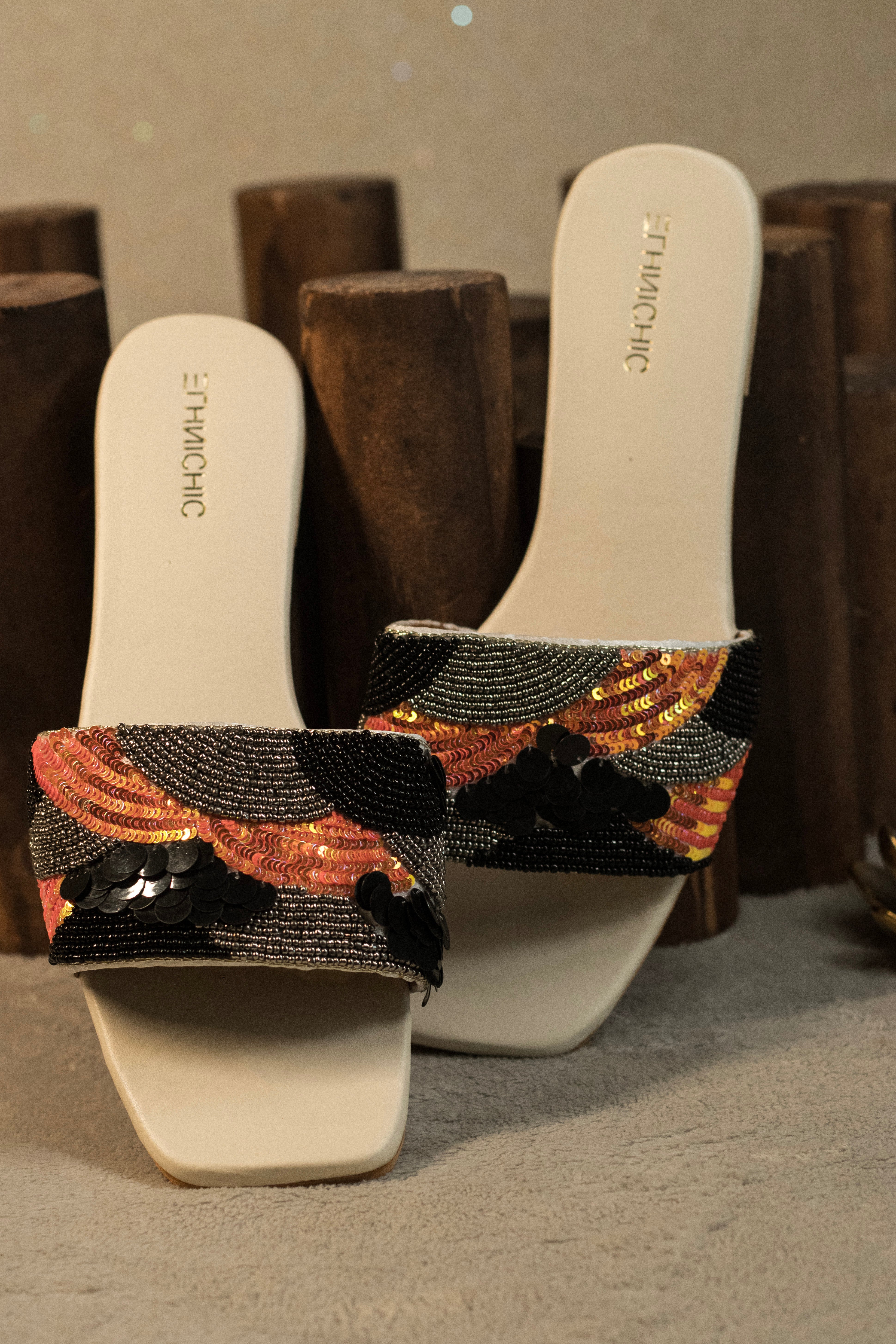 Sunset Wave Sequin Embellished Sliders