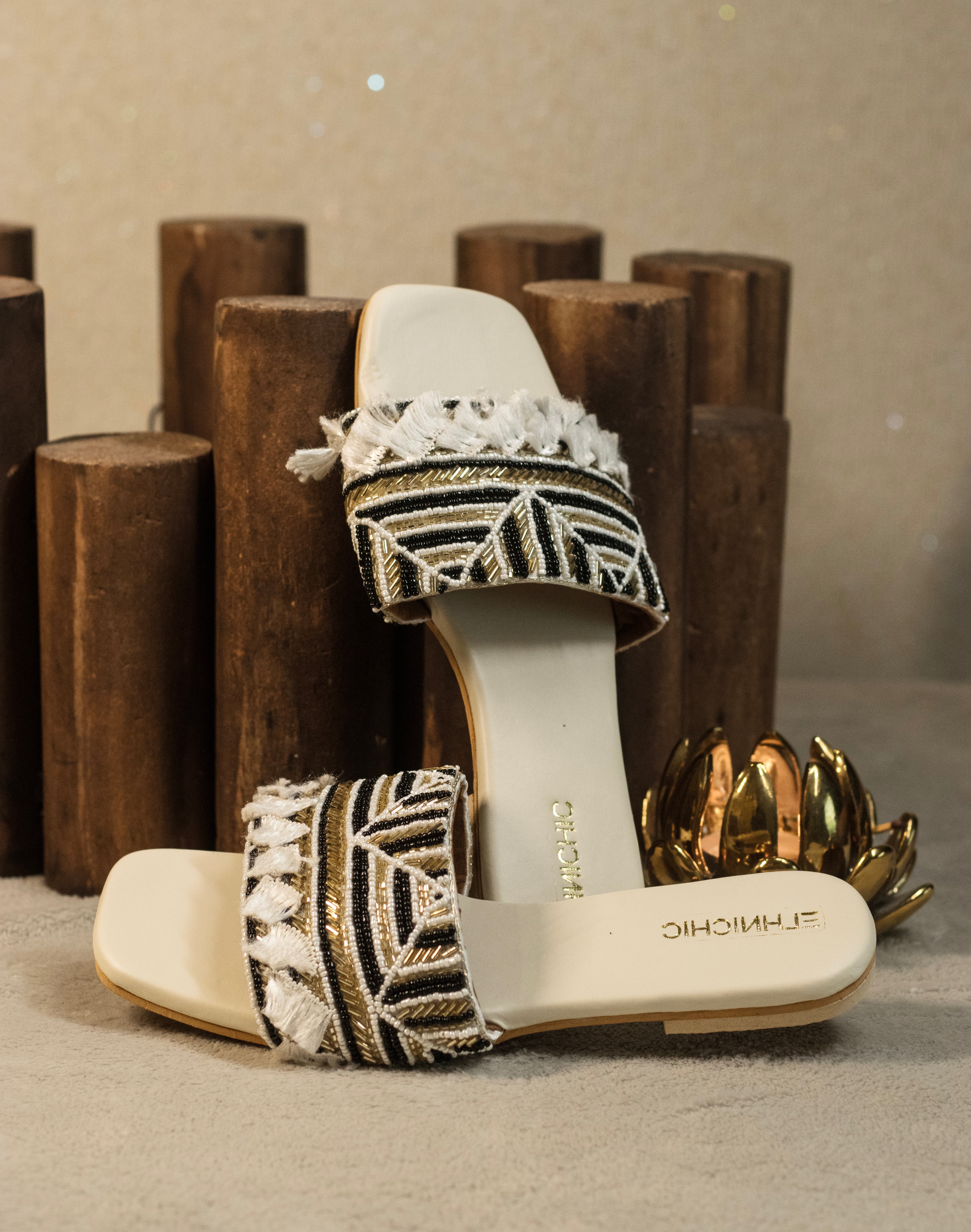 Monochrome Geometric Beaded Fringe Slides