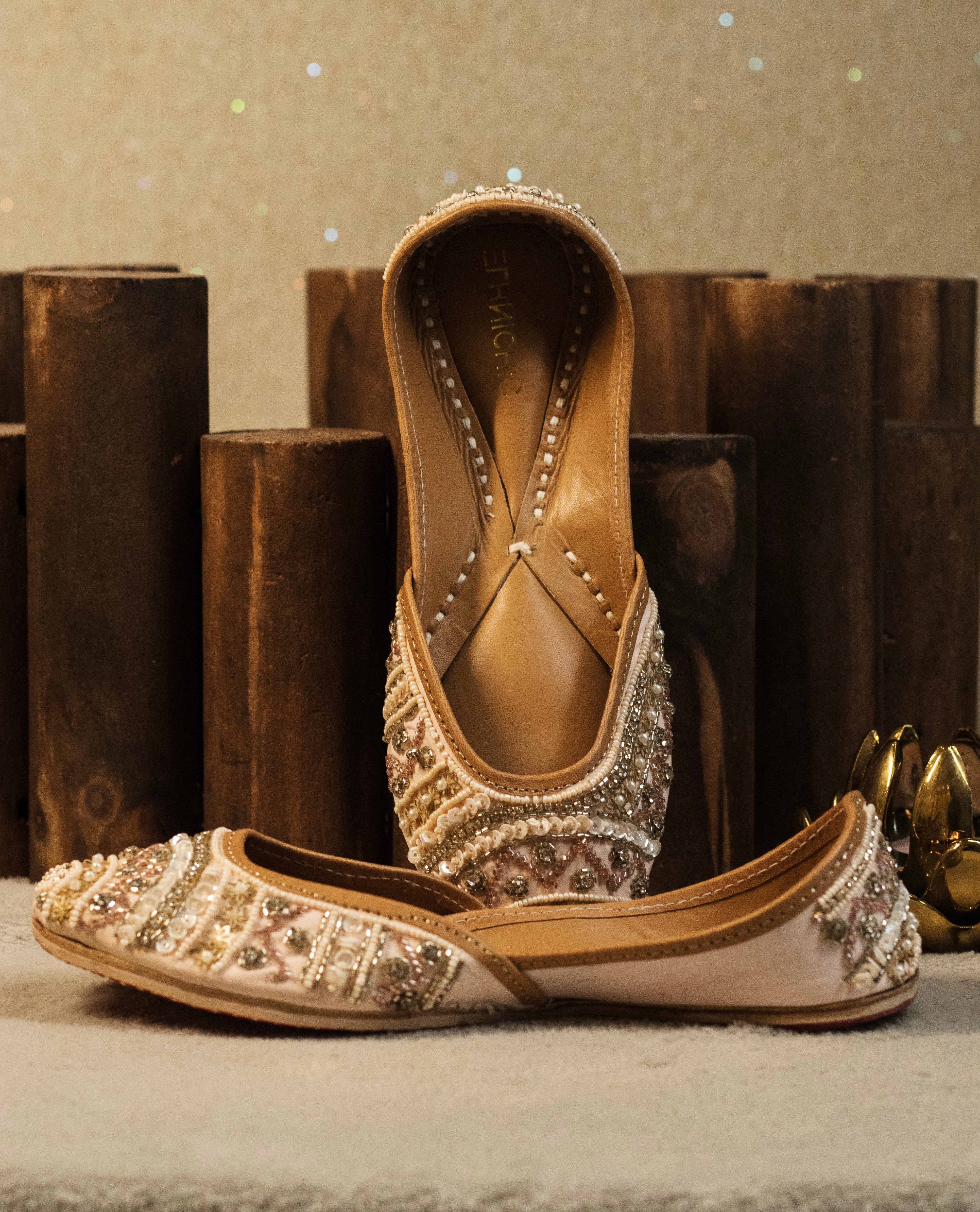 Champagne Pearl & Zardosi Juttis