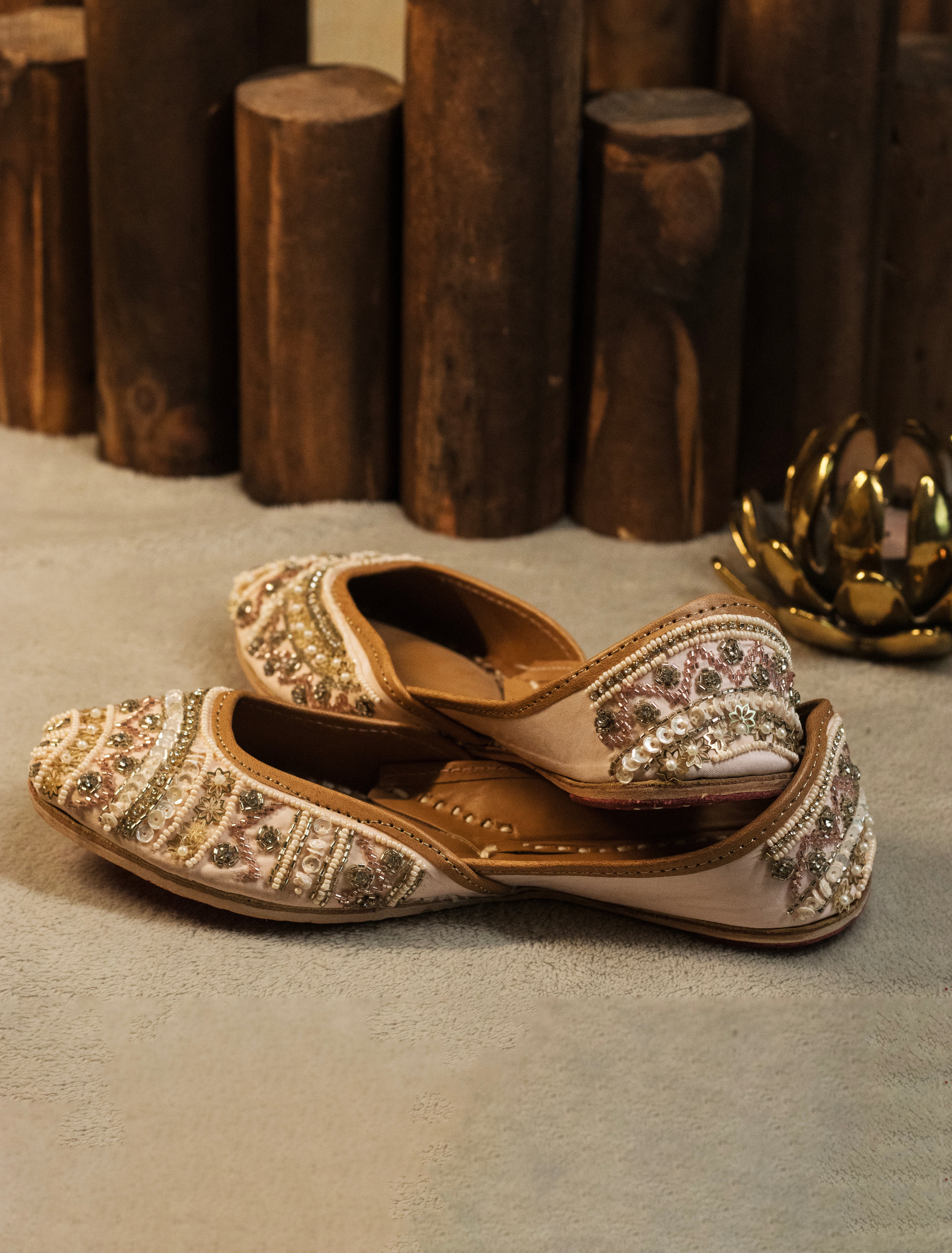 Champagne Pearl & Zardosi Juttis
